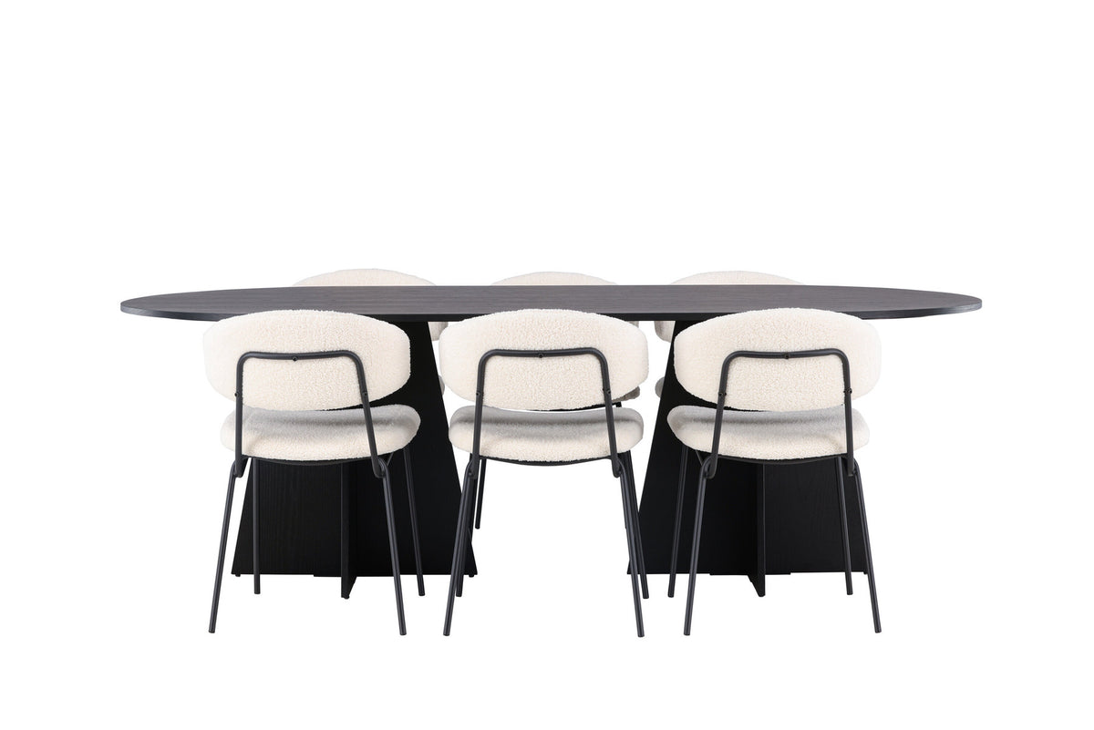 Bootcut Esszimmerset + Chico 230cm/6St. in Weiss präsentiert im Onlineshop von KAQTU Design AG. Esszimmerset ist von Venture Home
