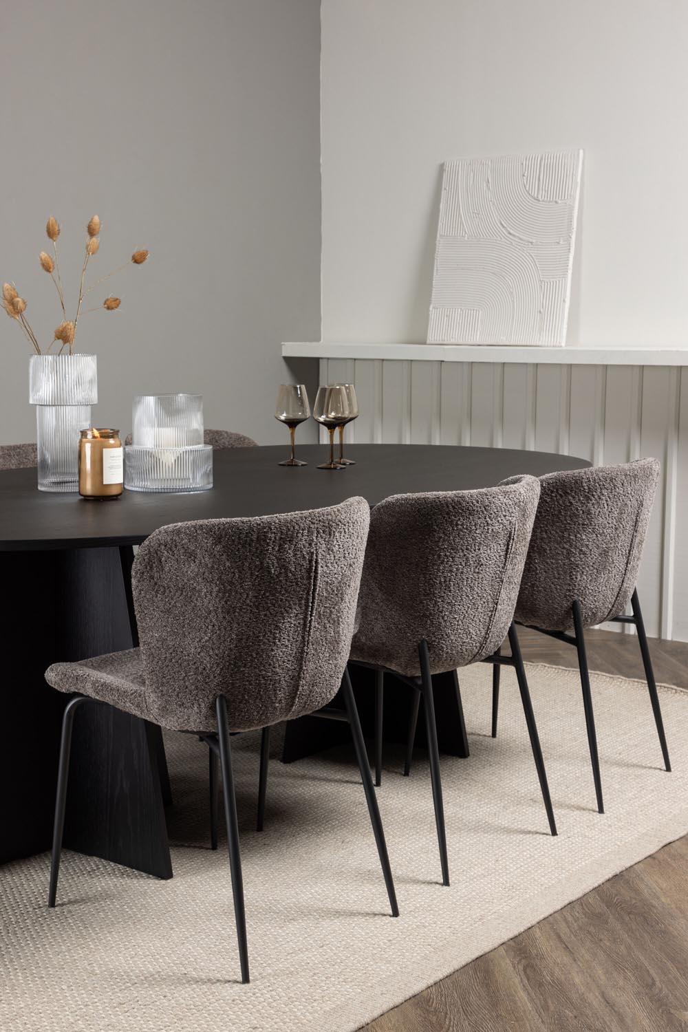 Bootcut Esszimmerset + Modesto 230cm/6St. in Schwarz, Dunkelgrau präsentiert im Onlineshop von KAQTU Design AG. Esszimmerset ist von Venture Home