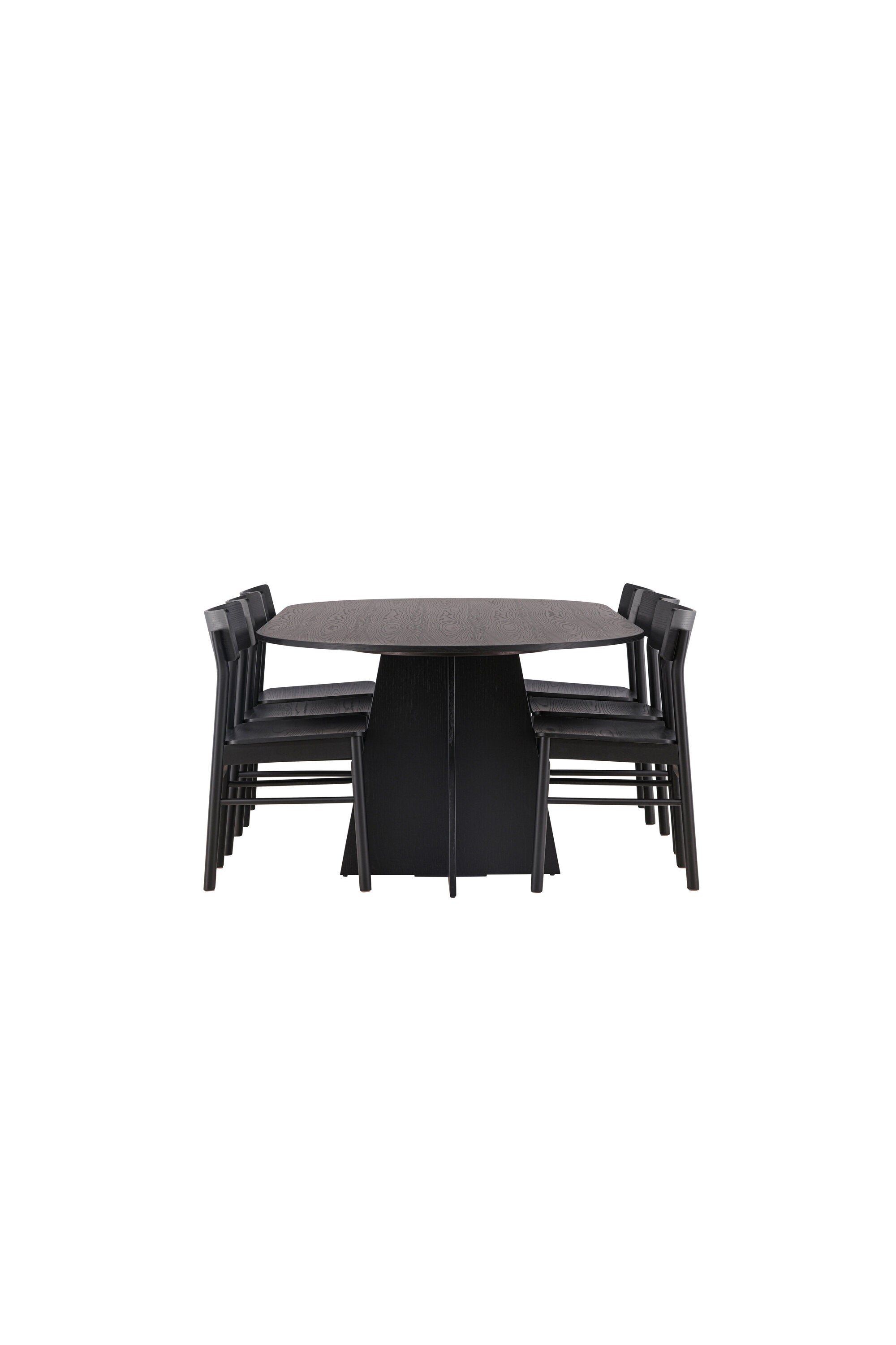 Bootcut Oval Esstisch + 6 x Montros Esszimmerstuhl in Schwarz präsentiert im Onlineshop von KAQTU Design AG. Esszimmerset ist von Venture Home