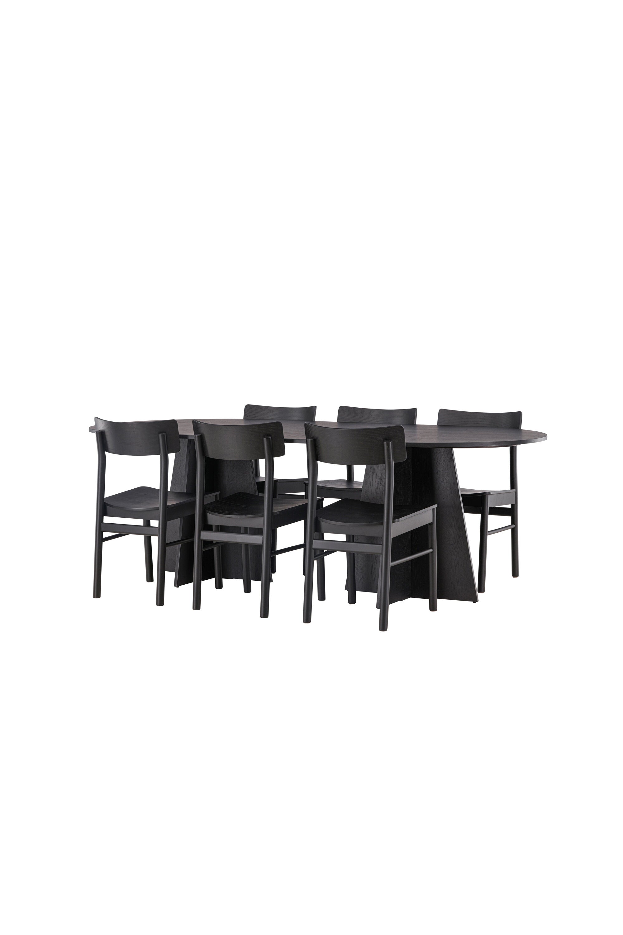 Bootcut Oval Esstisch + 6 x Montros Esszimmerstuhl in Schwarz präsentiert im Onlineshop von KAQTU Design AG. Esszimmerset ist von Venture Home