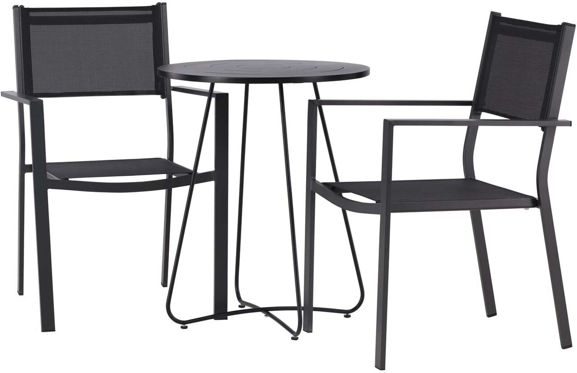 Bacong Outdoor-Tischset + Copacabana ⌀60cm/2St. in Schwarz präsentiert im Onlineshop von KAQTU Design AG. Gartentischset ist von Venture Home