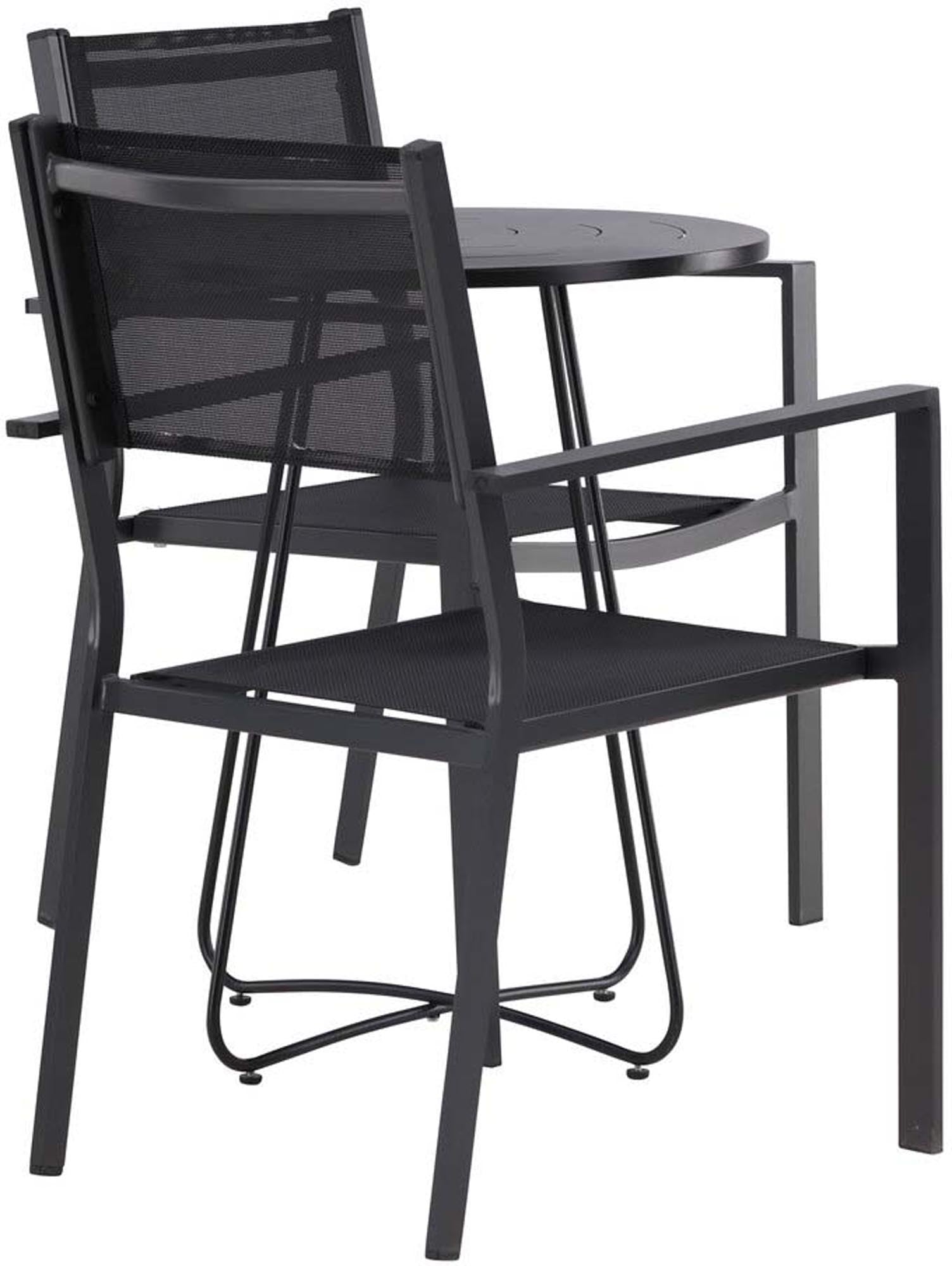 Bacong Outdoor-Tischset + Copacabana ⌀60cm/2St. in Schwarz präsentiert im Onlineshop von KAQTU Design AG. Gartentischset ist von Venture Home