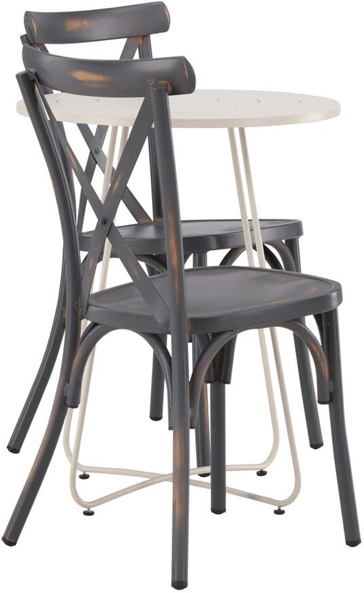 Elegantes Bacong Outdoor-Tischset von Venture Home: Zwei runde Tische (⌀60cm), ideal für Garten, Balkon oder Terrasse.