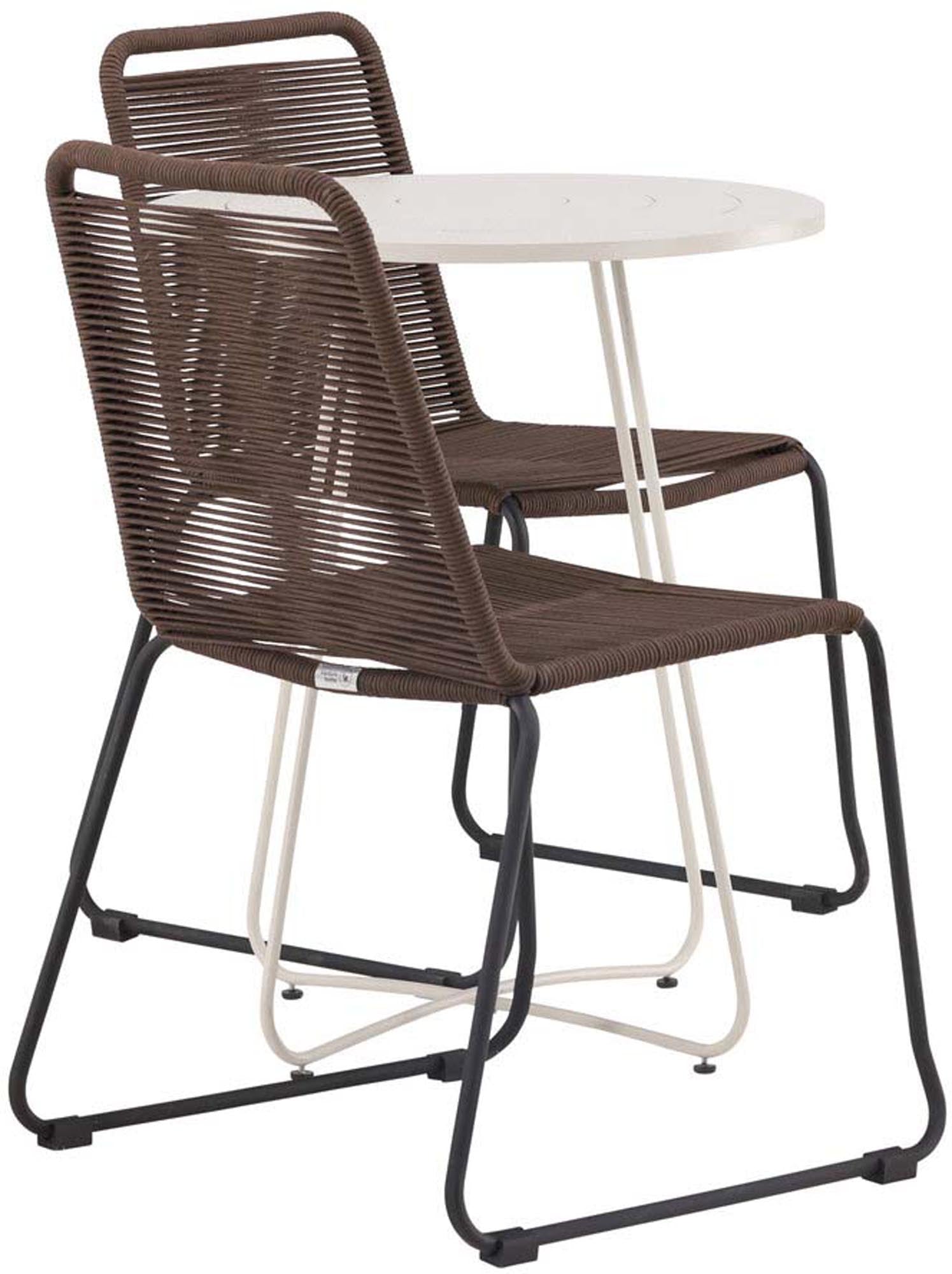 Elegantes Bacong Outdoor-Set mit rundem Lindos-Tisch (⌀60cm) und 2 Stühlen von Venture Home, ideal für Garten oder Balkon.
