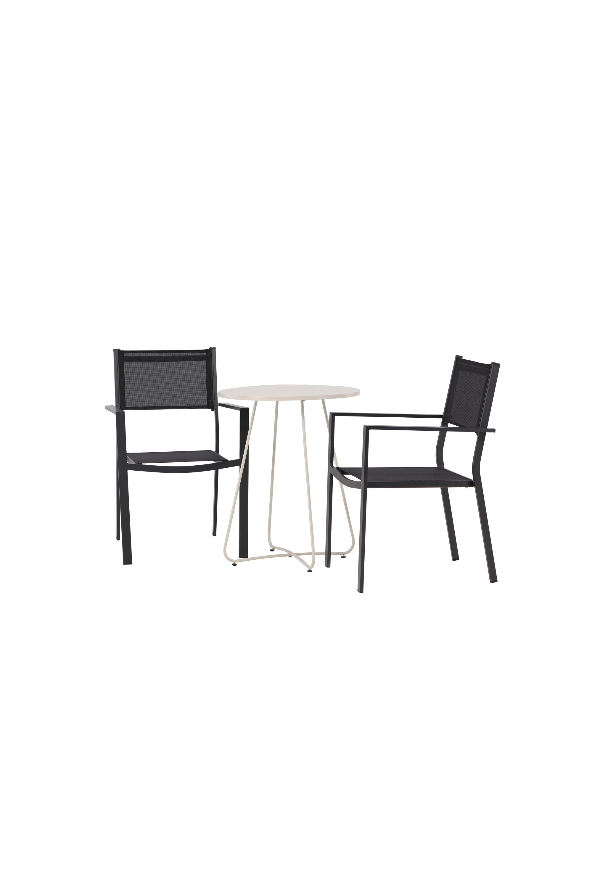 Bacong Outdoor-Tischset + Copacabana ⌀60cm/2St. in Beige/Schwarz präsentiert im Onlineshop von KAQTU Design AG. Gartentischset ist von Venture Home