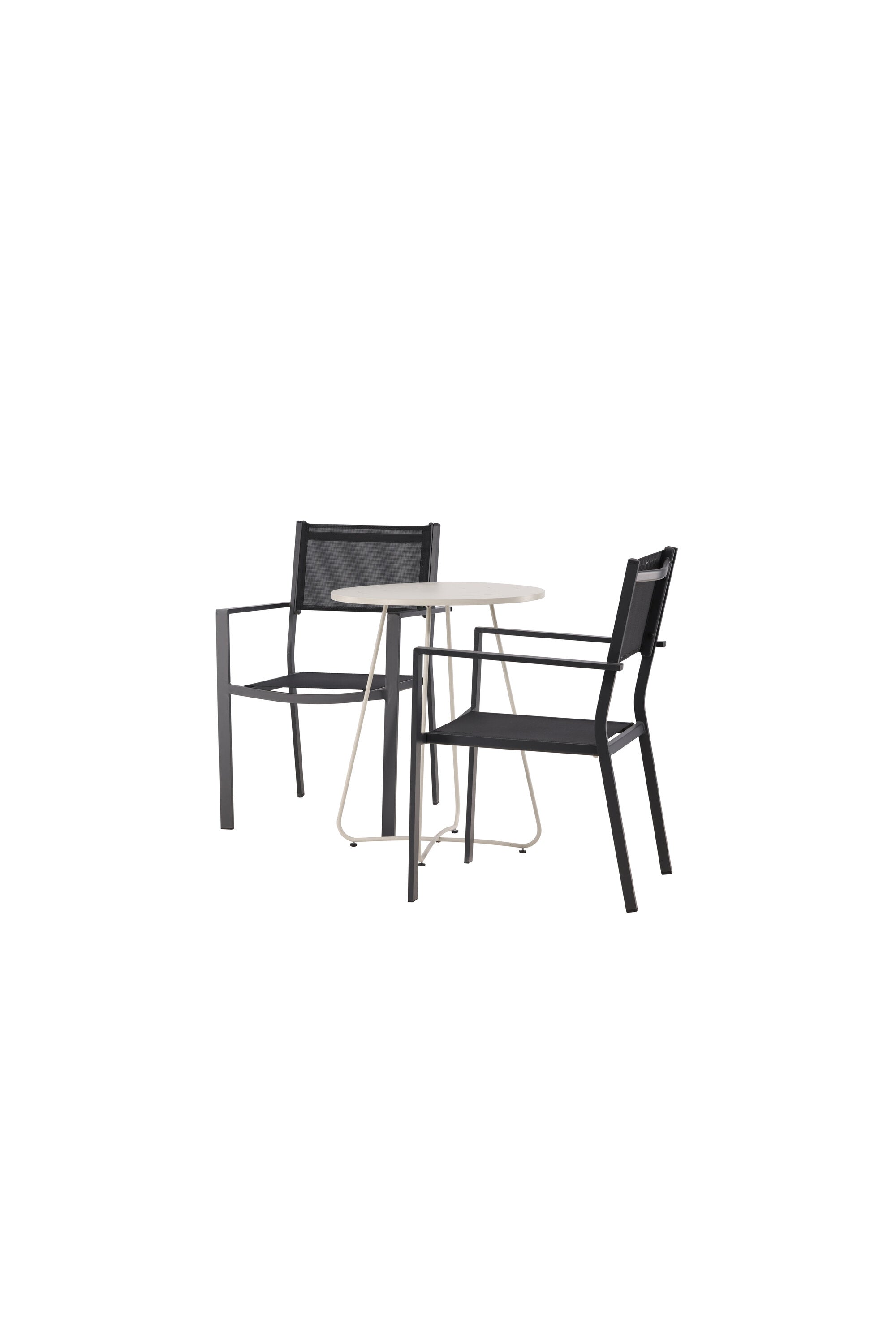 Bacong Outdoor-Tischset + Copacabana ⌀60cm/2St. in Beige/Schwarz präsentiert im Onlineshop von KAQTU Design AG. Gartentischset ist von Venture Home