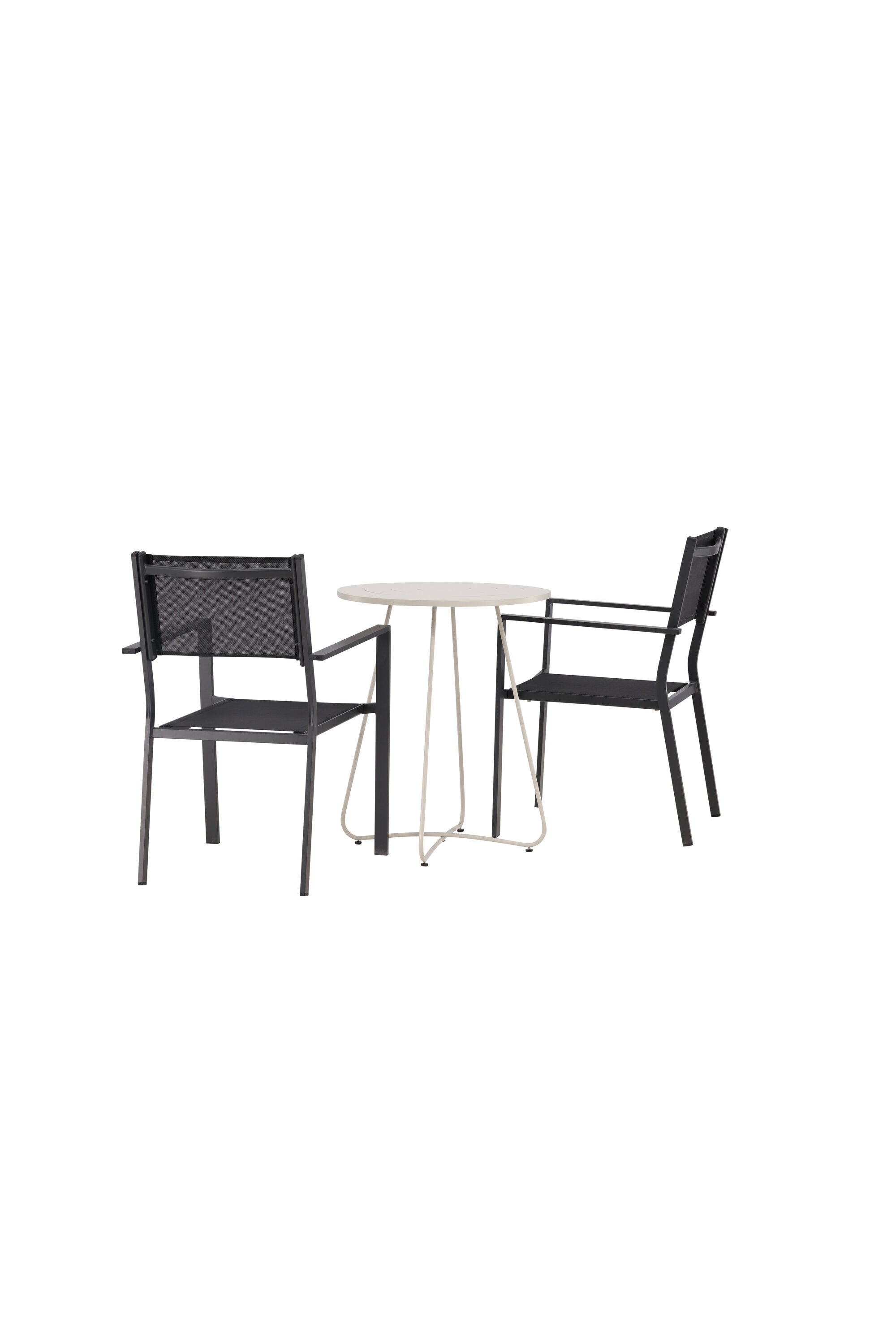 Bacong Outdoor-Tischset + Copacabana ⌀60cm/2St. in Beige/Schwarz präsentiert im Onlineshop von KAQTU Design AG. Gartentischset ist von Venture Home