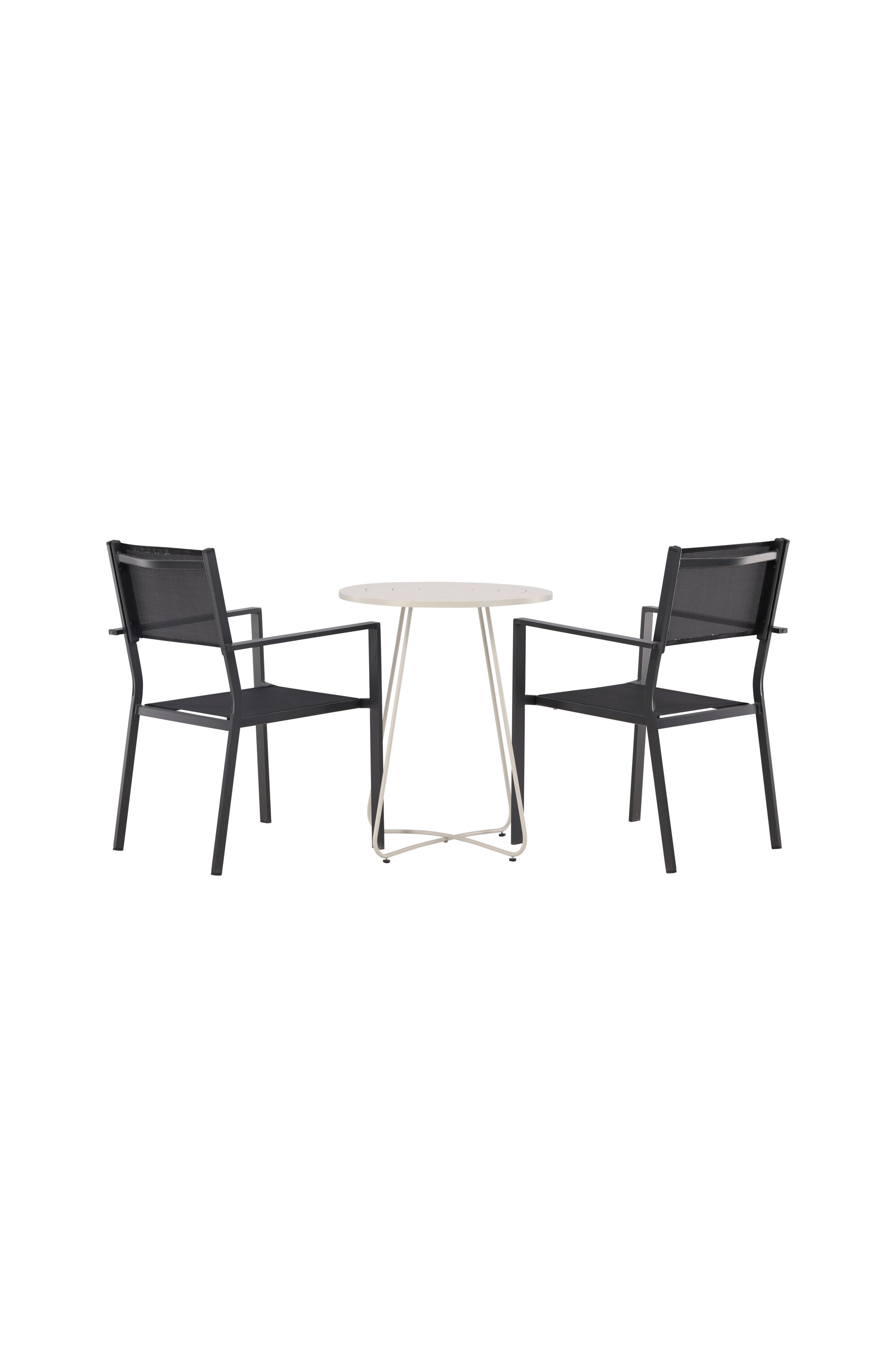 Bacong Outdoor-Tischset + Copacabana ⌀60cm/2St. in Beige/Schwarz präsentiert im Onlineshop von KAQTU Design AG. Gartentischset ist von Venture Home