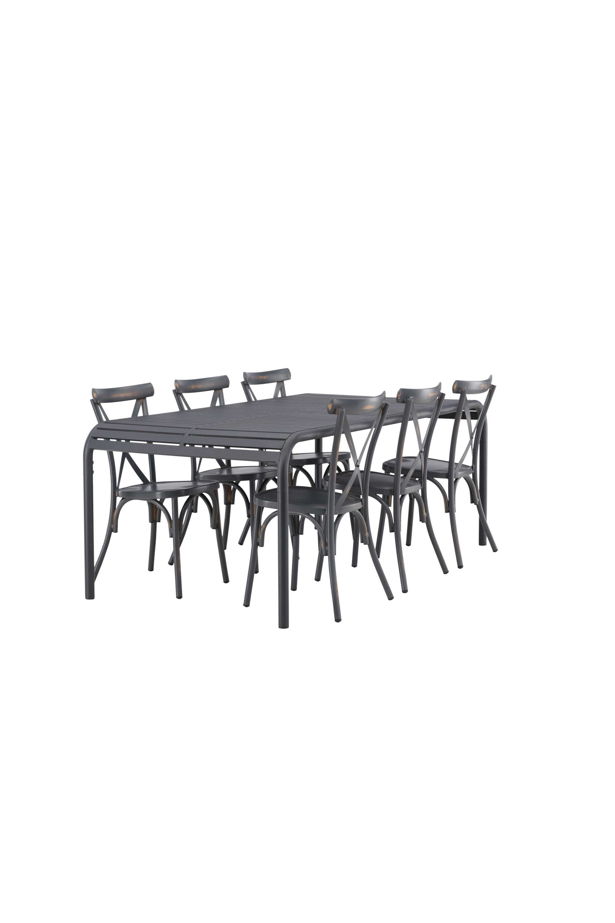 Borneo Outdoor-Tischset + Peking 200cm/6St. in Dunkelgrau präsentiert im Onlineshop von KAQTU Design AG. Gartentischset ist von Venture Home