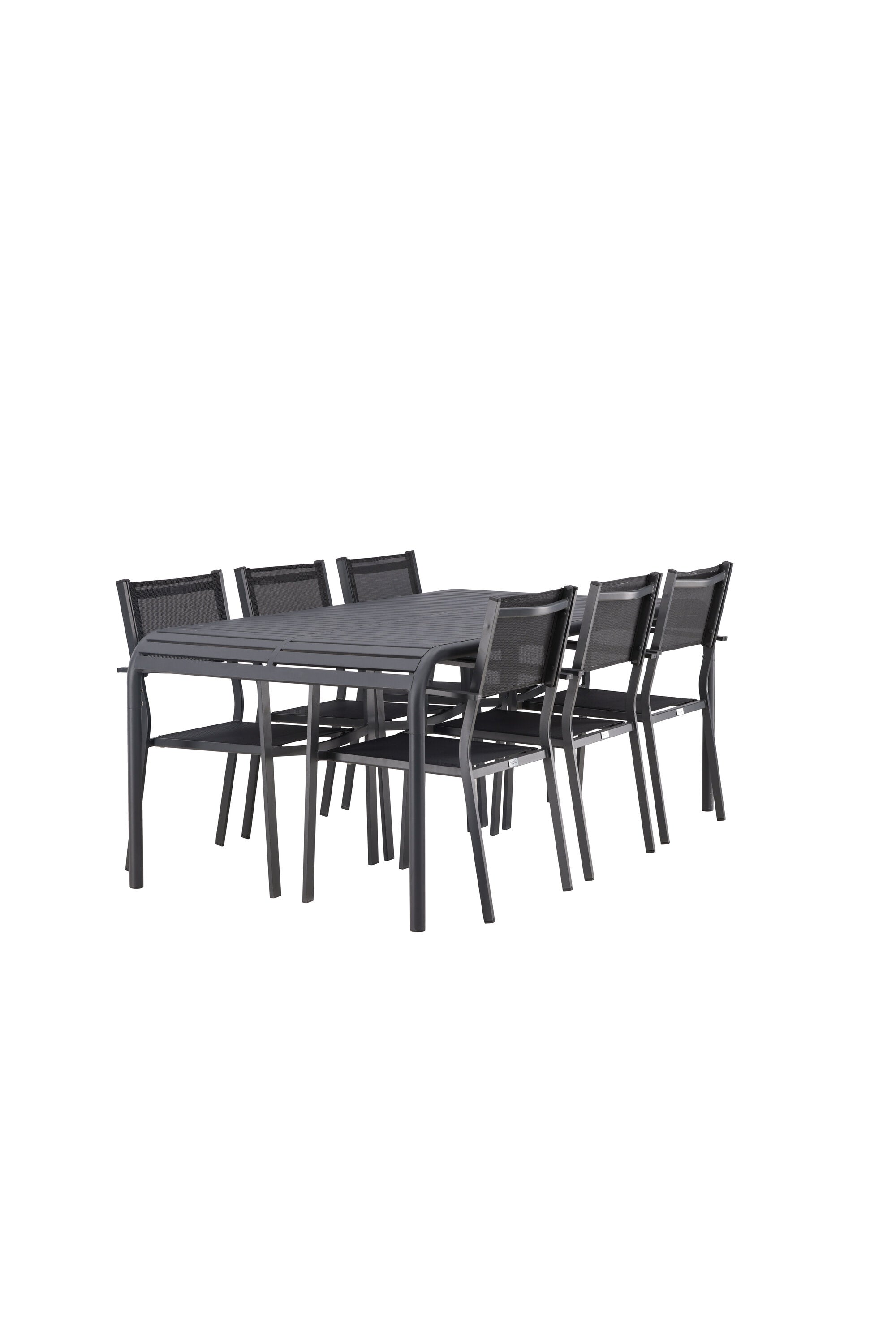 Borneo Outdoor-Tischset + Copacabana 200cm/6St. in Schwarz präsentiert im Onlineshop von KAQTU Design AG. Gartentischset ist von Venture Home