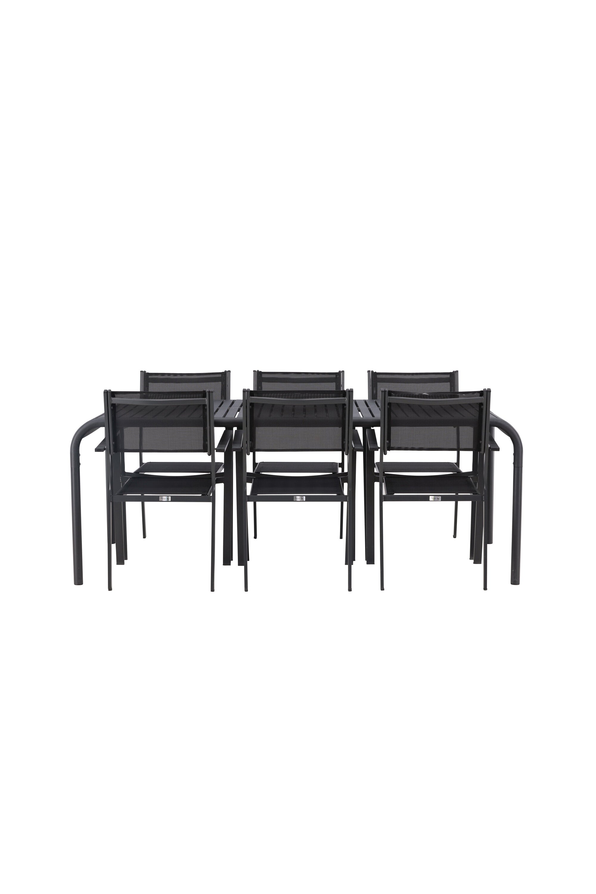Borneo Outdoor-Tischset + Copacabana 200cm/6St. in Schwarz präsentiert im Onlineshop von KAQTU Design AG. Gartentischset ist von Venture Home