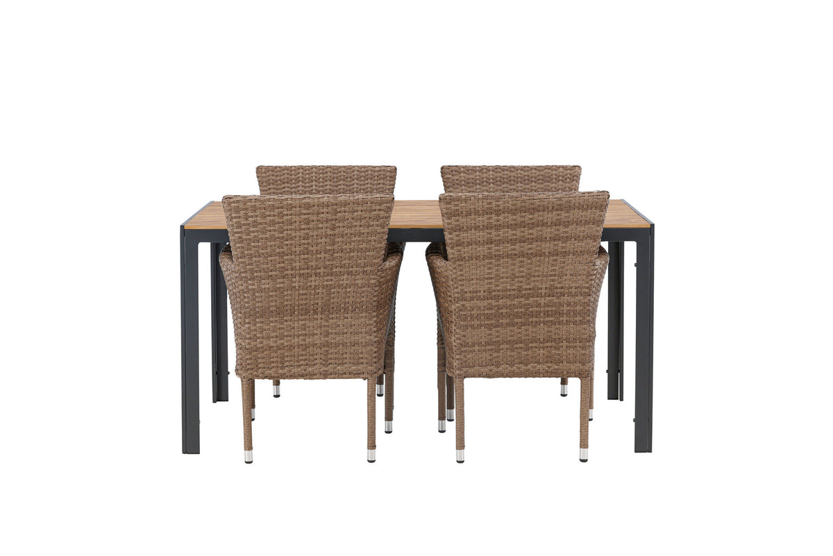 Break Outdoor-Tischset + Malina 150cm/4St. in Schwarz / Natur präsentiert im Onlineshop von KAQTU Design AG. Gartentischset ist von Venture Home