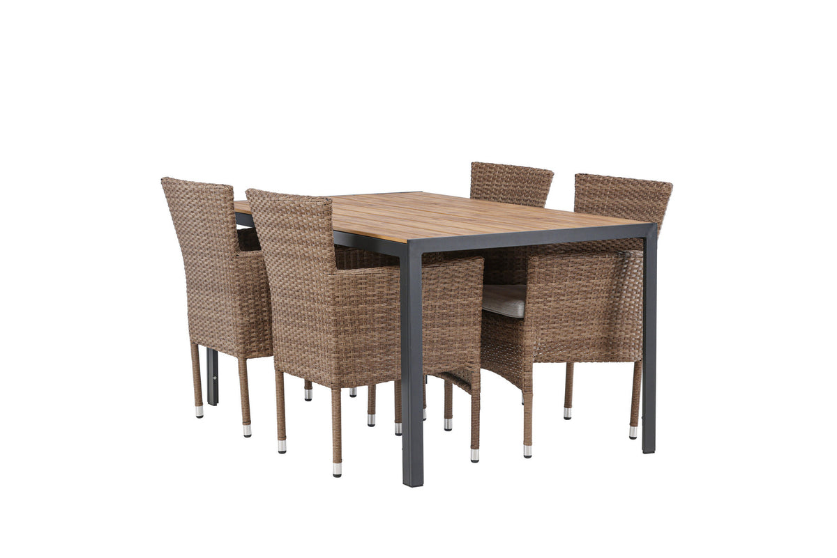 Break Outdoor-Tischset + Malina 150cm/4St. in Schwarz / Natur präsentiert im Onlineshop von KAQTU Design AG. Gartentischset ist von Venture Home