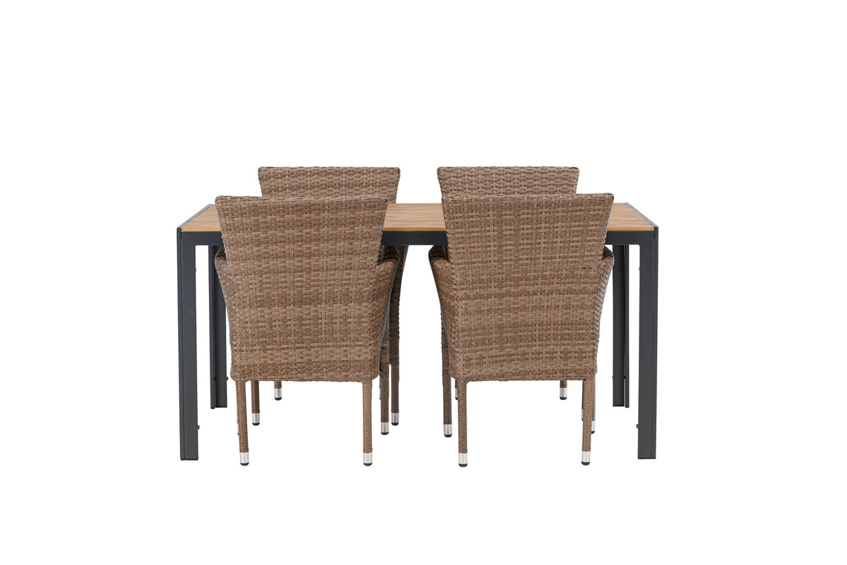 Break Outdoor-Tischset + Malina 150cm/4St. in Schwarz / Natur präsentiert im Onlineshop von KAQTU Design AG. Gartentischset ist von Venture Home