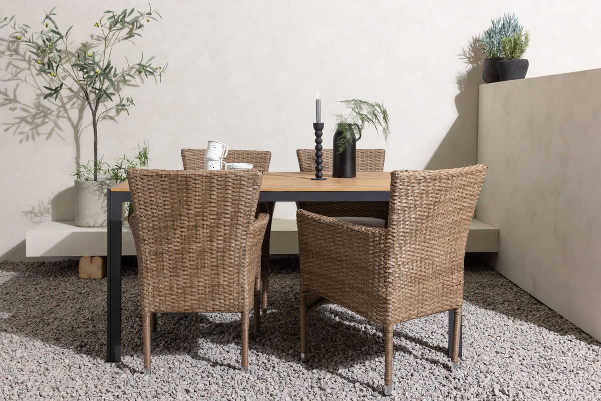 Break Outdoor-Tischset + Malina 150cm/4St. in Schwarz / Natur präsentiert im Onlineshop von KAQTU Design AG. Gartentischset ist von Venture Home