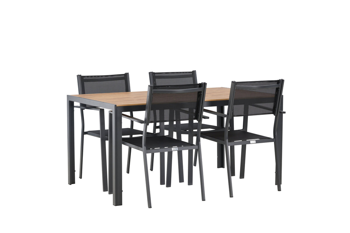Break Outdoor-Tischset + Copacabana 150cm/4St. in Schwarz / Natur präsentiert im Onlineshop von KAQTU Design AG. Gartentischset ist von Venture Home