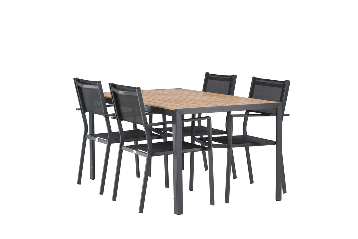 Break Outdoor-Tischset + Copacabana 150cm/4St. in Schwarz / Natur präsentiert im Onlineshop von KAQTU Design AG. Gartentischset ist von Venture Home
