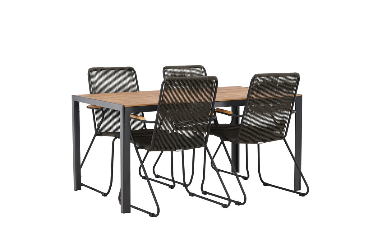Break Outdoor-Tischset + Bois 150cm/4St. in Schwarz, Dunkelgrau präsentiert im Onlineshop von KAQTU Design AG. Gartentischset ist von Venture Home