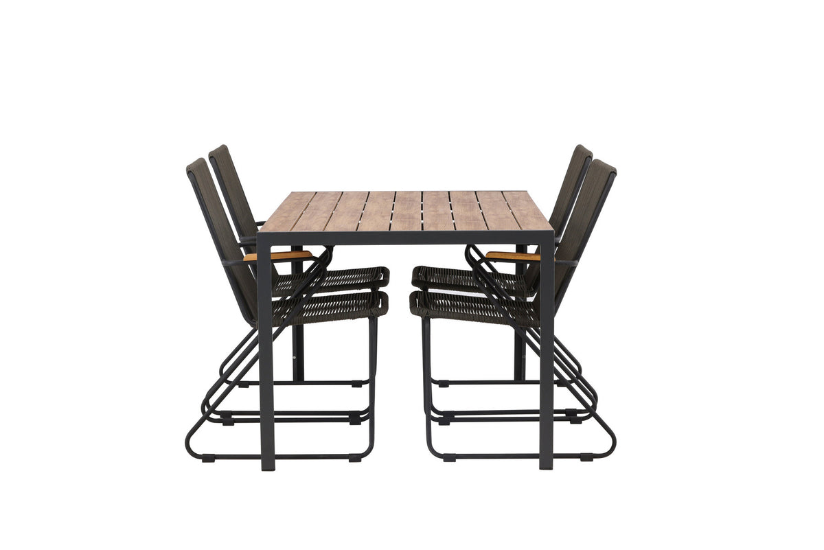 Break Outdoor-Tischset + Bois 150cm/4St. in Schwarz, Dunkelgrau präsentiert im Onlineshop von KAQTU Design AG. Gartentischset ist von Venture Home