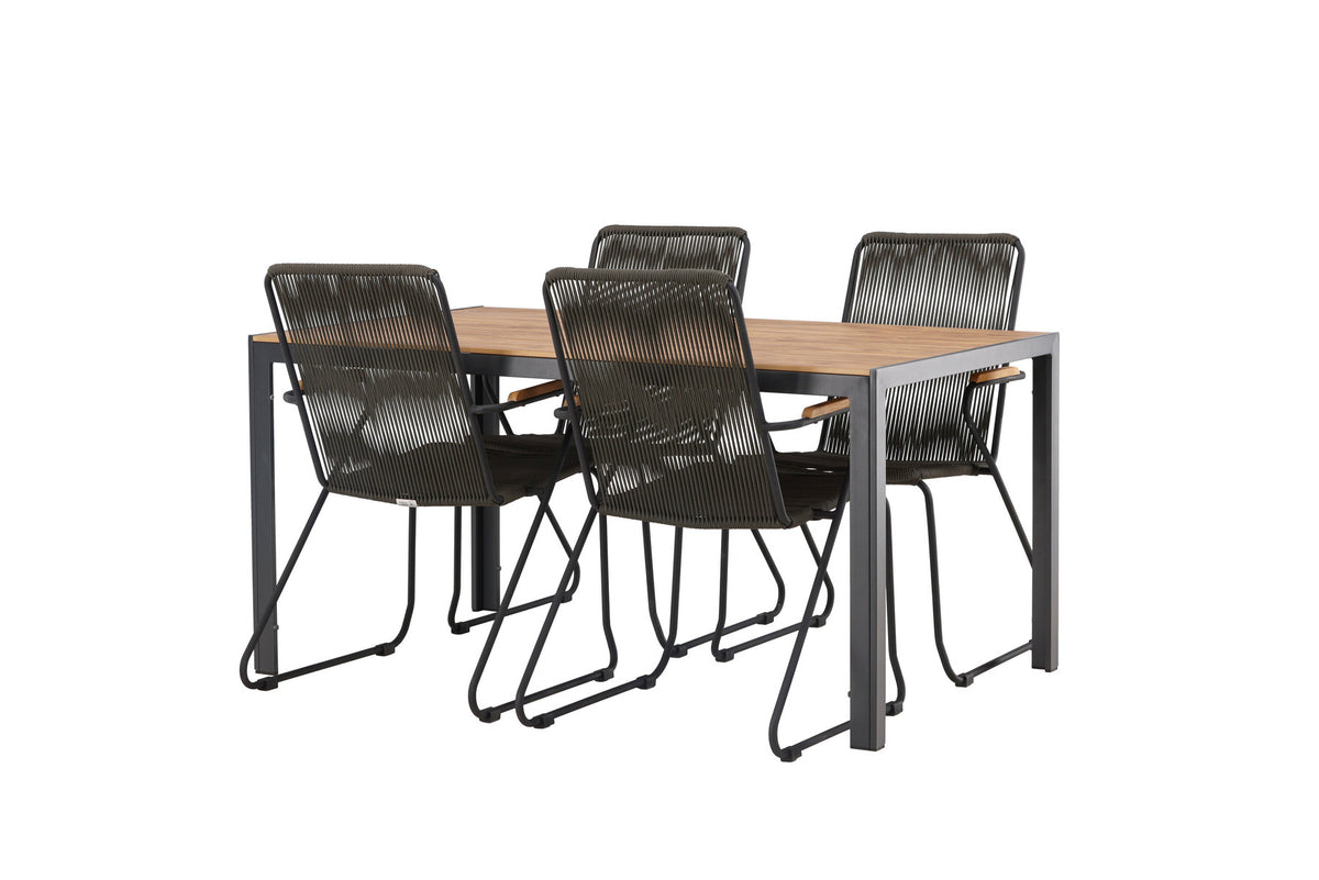 Break Outdoor-Tischset + Bois 150cm/4St. in Schwarz, Dunkelgrau präsentiert im Onlineshop von KAQTU Design AG. Gartentischset ist von Venture Home