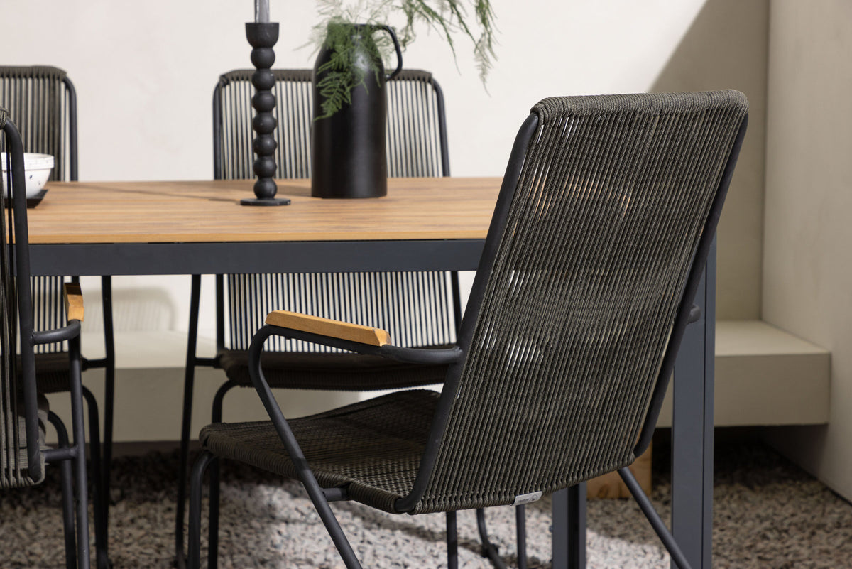 Break Outdoor-Tischset + Bois 150cm/4St. in Schwarz, Dunkelgrau präsentiert im Onlineshop von KAQTU Design AG. Gartentischset ist von Venture Home