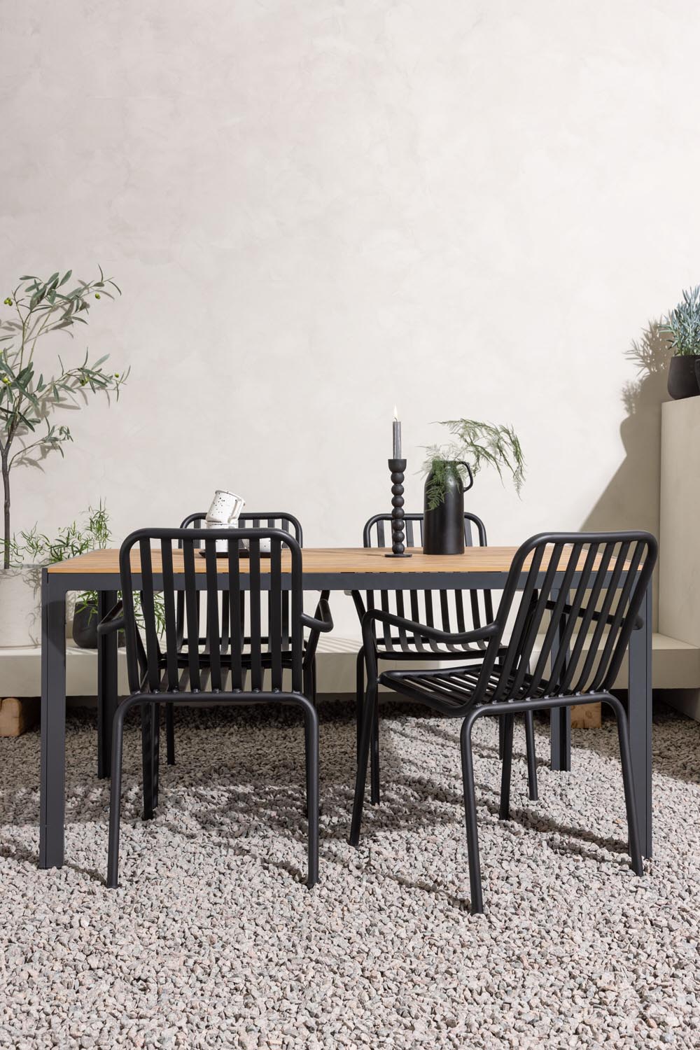 Break Outdoor-Tischset + Peking 150cm/4St. in Schwarz präsentiert im Onlineshop von KAQTU Design AG. Gartentischset ist von Venture Home