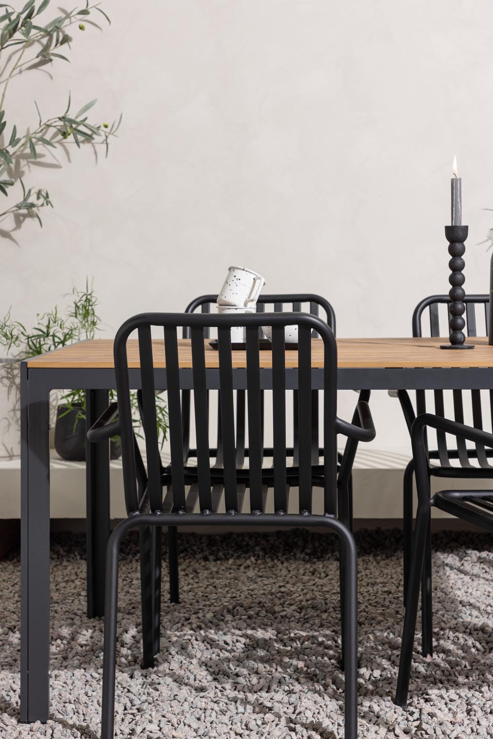 Break Outdoor-Tischset + Peking 150cm/4St. in Schwarz präsentiert im Onlineshop von KAQTU Design AG. Gartentischset ist von Venture Home