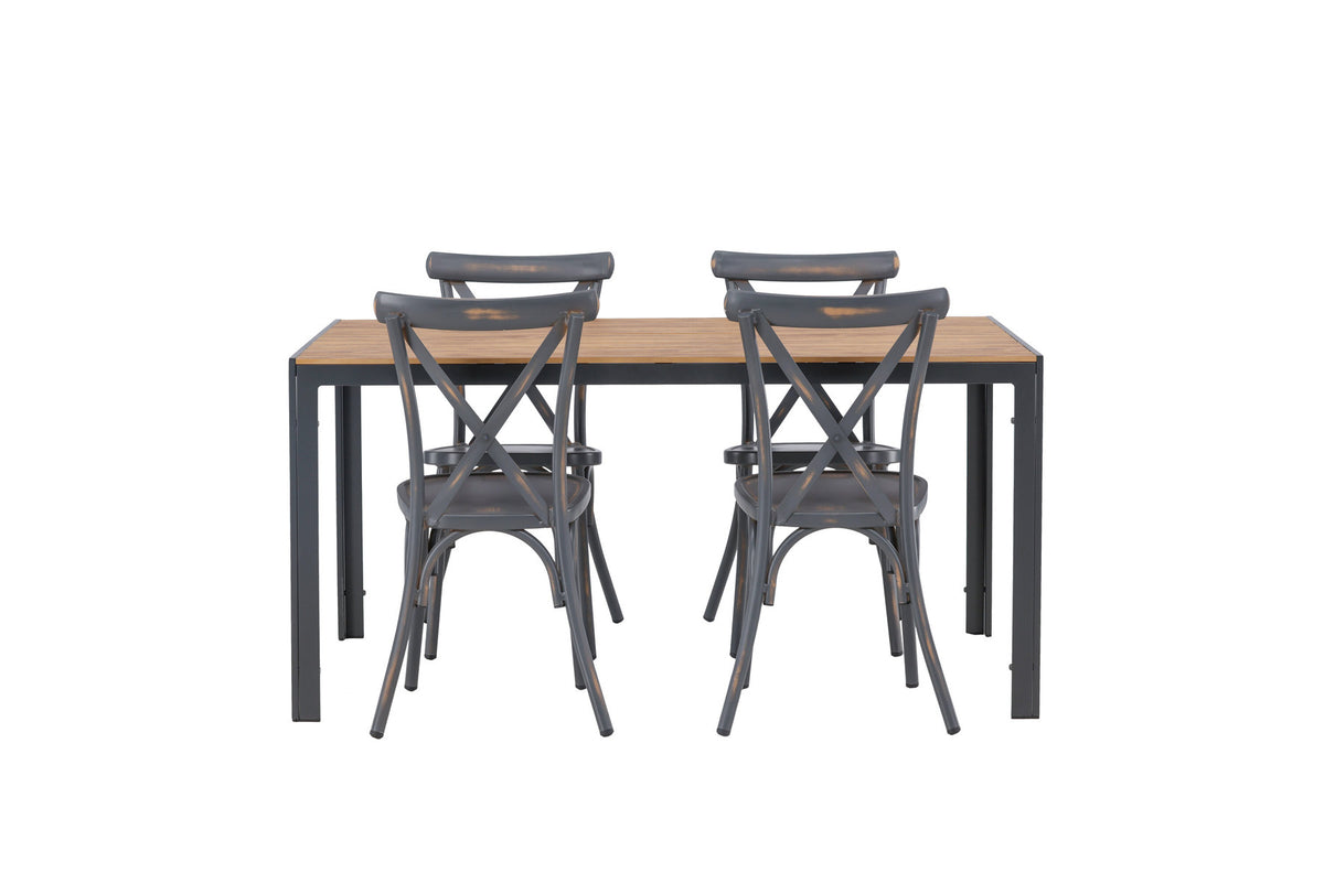 Break Outdoor-Tischset + Peking 150cm/4St. in Dunkelgrau präsentiert im Onlineshop von KAQTU Design AG. Gartentischset ist von Venture Home