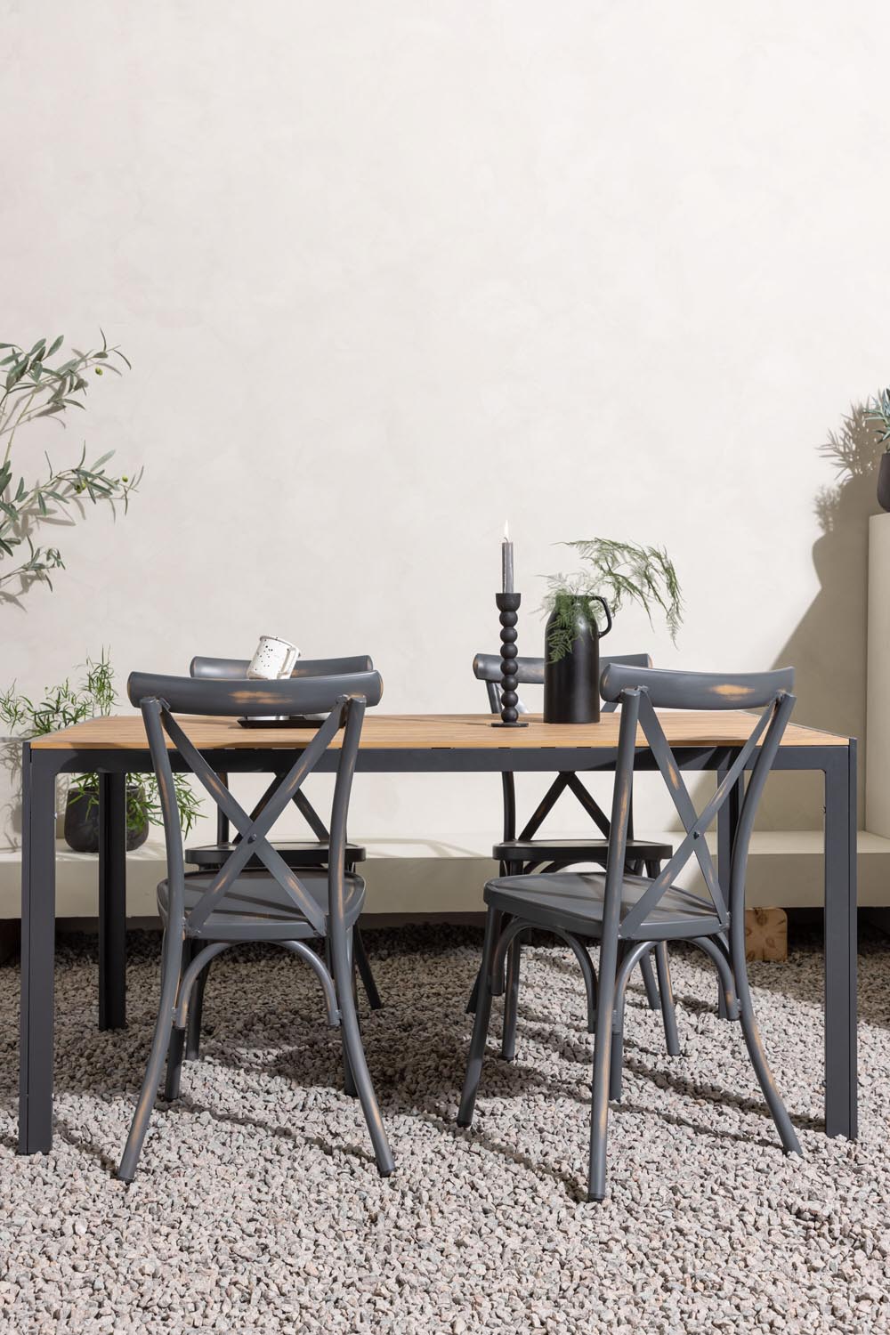 Break Outdoor-Tischset + Peking 150cm/4St. in Dunkelgrau präsentiert im Onlineshop von KAQTU Design AG. Gartentischset ist von Venture Home