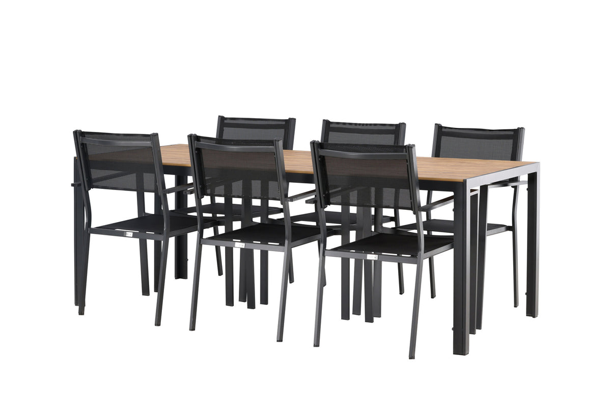 Break Outdoor-Tischset + Copacabana 205cm/6St. in Weiss präsentiert im Onlineshop von KAQTU Design AG. Gartentischset ist von Venture Home