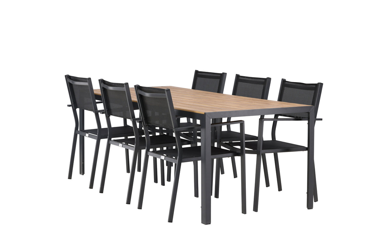 Break Outdoor-Tischset + Copacabana 205cm/6St. in Weiss präsentiert im Onlineshop von KAQTU Design AG. Gartentischset ist von Venture Home
