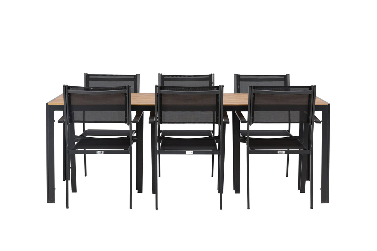 Break Outdoor-Tischset + Copacabana 205cm/6St. in Weiss präsentiert im Onlineshop von KAQTU Design AG. Gartentischset ist von Venture Home