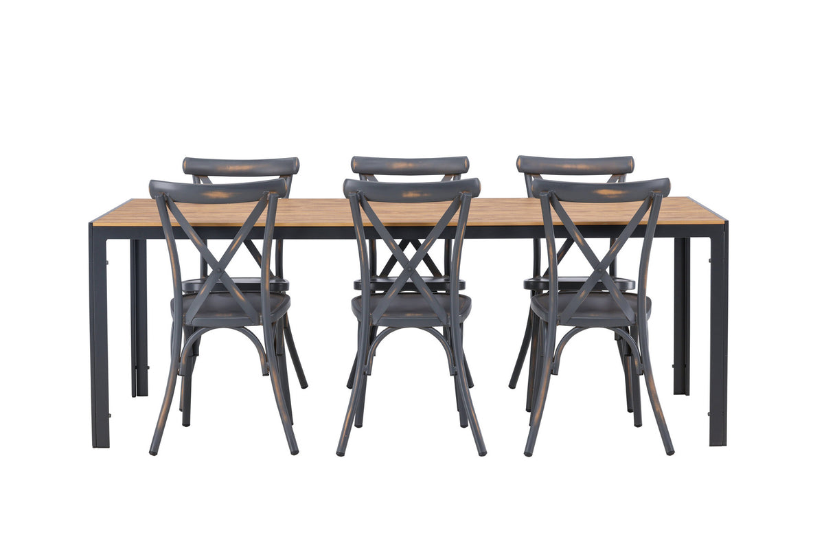 Break Outdoor-Tischset + Peking 205cm/6St. in Dunkelgrau präsentiert im Onlineshop von KAQTU Design AG. Gartentischset ist von Venture Home