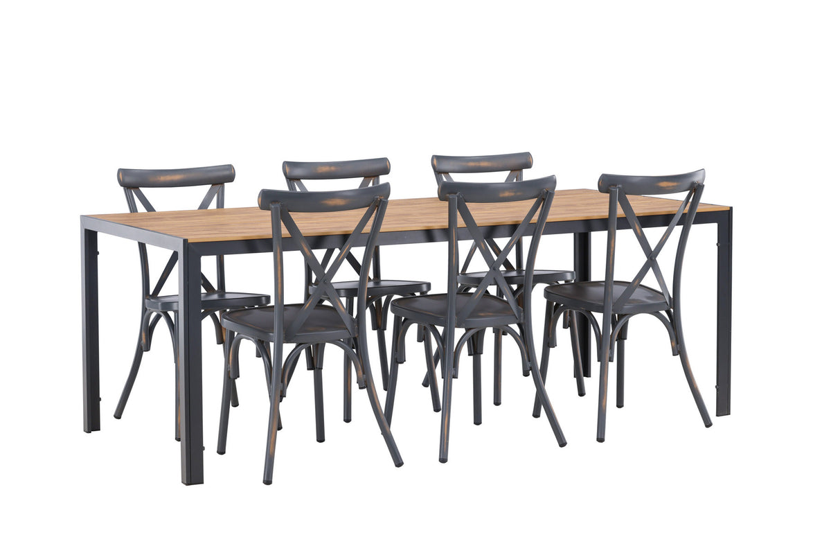 Break Outdoor-Tischset + Peking 205cm/6St. in Dunkelgrau präsentiert im Onlineshop von KAQTU Design AG. Gartentischset ist von Venture Home