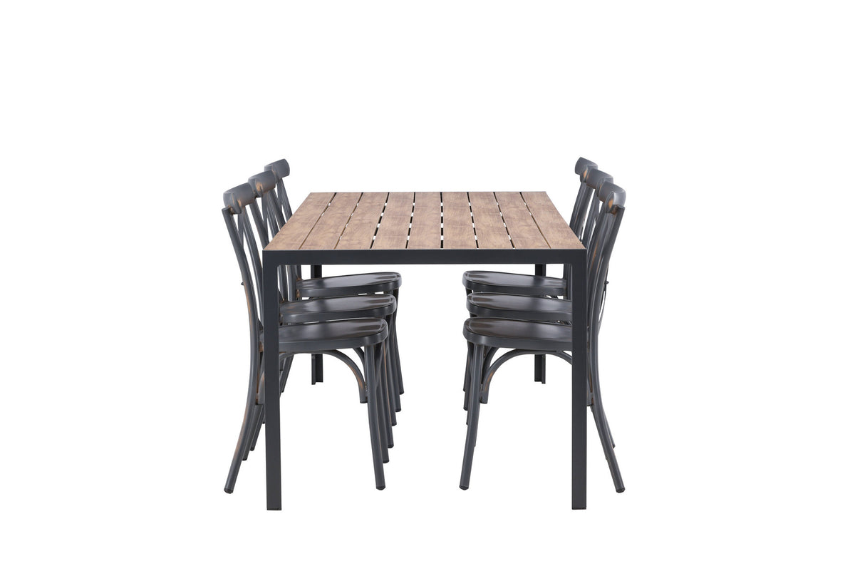 Break Outdoor-Tischset + Peking 205cm/6St. in Dunkelgrau präsentiert im Onlineshop von KAQTU Design AG. Gartentischset ist von Venture Home