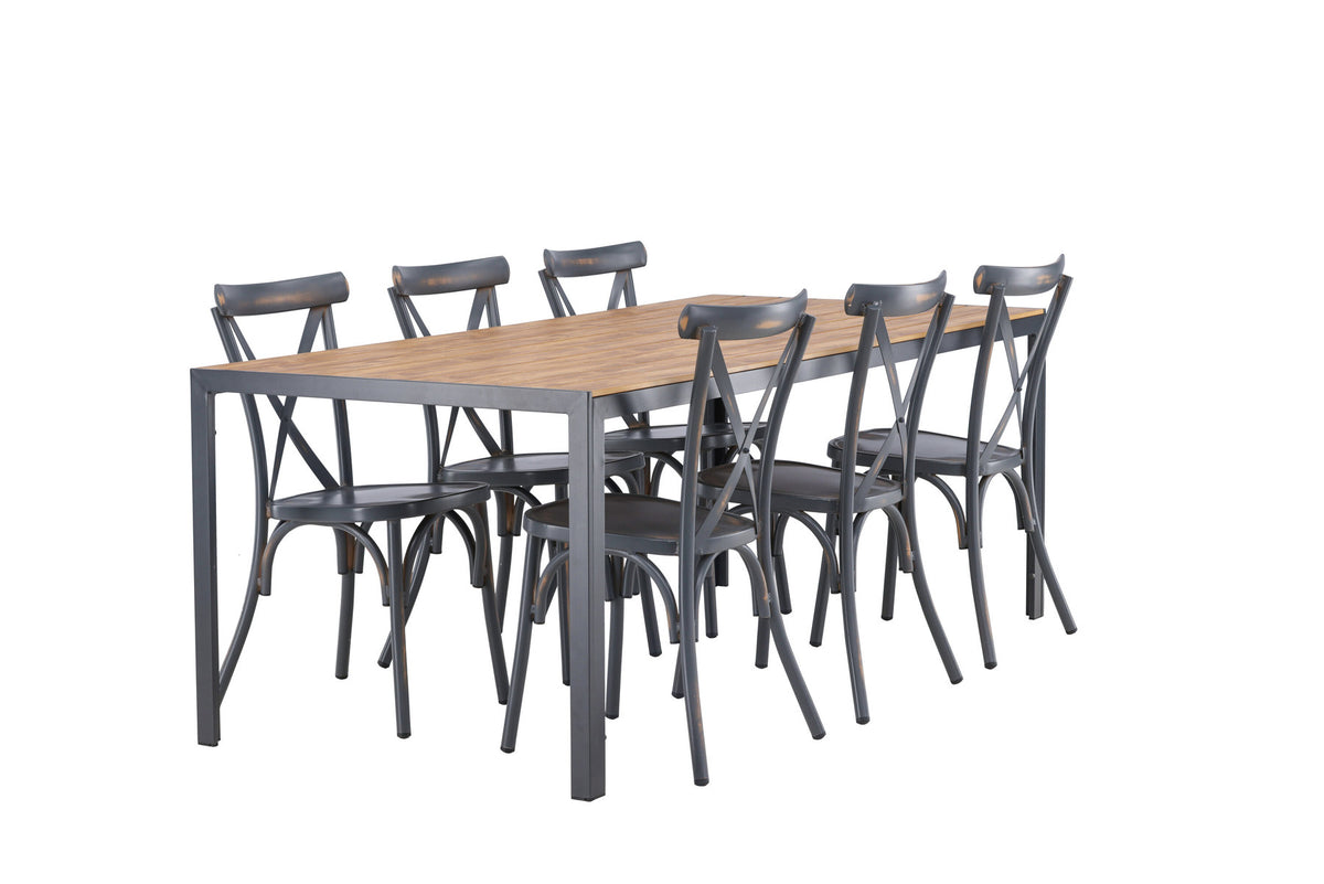 Break Outdoor-Tischset + Peking 205cm/6St. in Dunkelgrau präsentiert im Onlineshop von KAQTU Design AG. Gartentischset ist von Venture Home