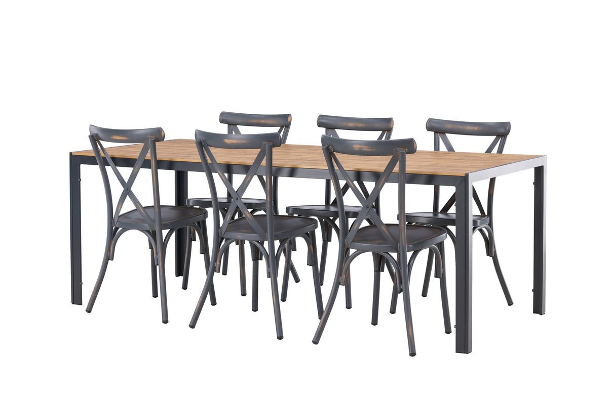 Break Outdoor-Tischset + Peking 205cm/6St. in Dunkelgrau präsentiert im Onlineshop von KAQTU Design AG. Gartentischset ist von Venture Home