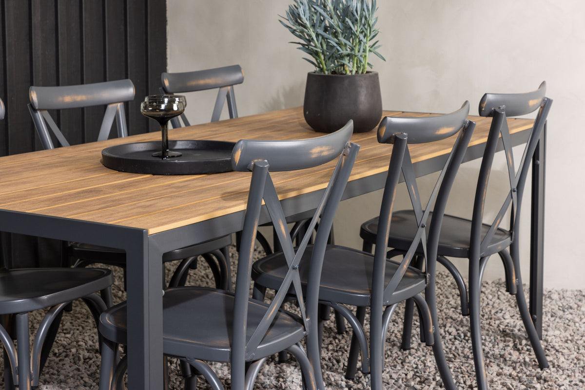 Break Outdoor-Tischset + Peking 205cm/6St. in Dunkelgrau präsentiert im Onlineshop von KAQTU Design AG. Gartentischset ist von Venture Home