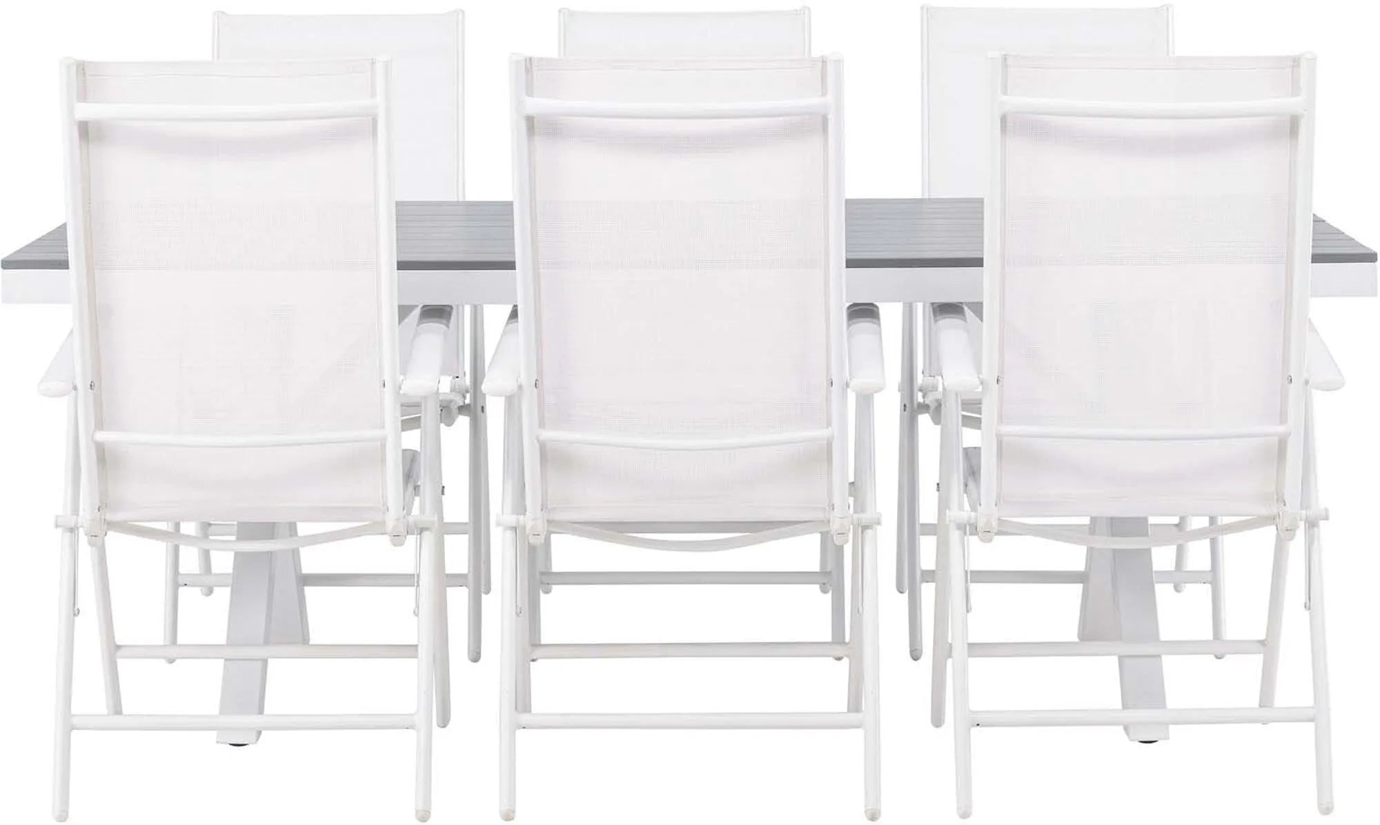 Stilvolles 200cm Tischset für gesellige Outdoor-Momente zu sechst.