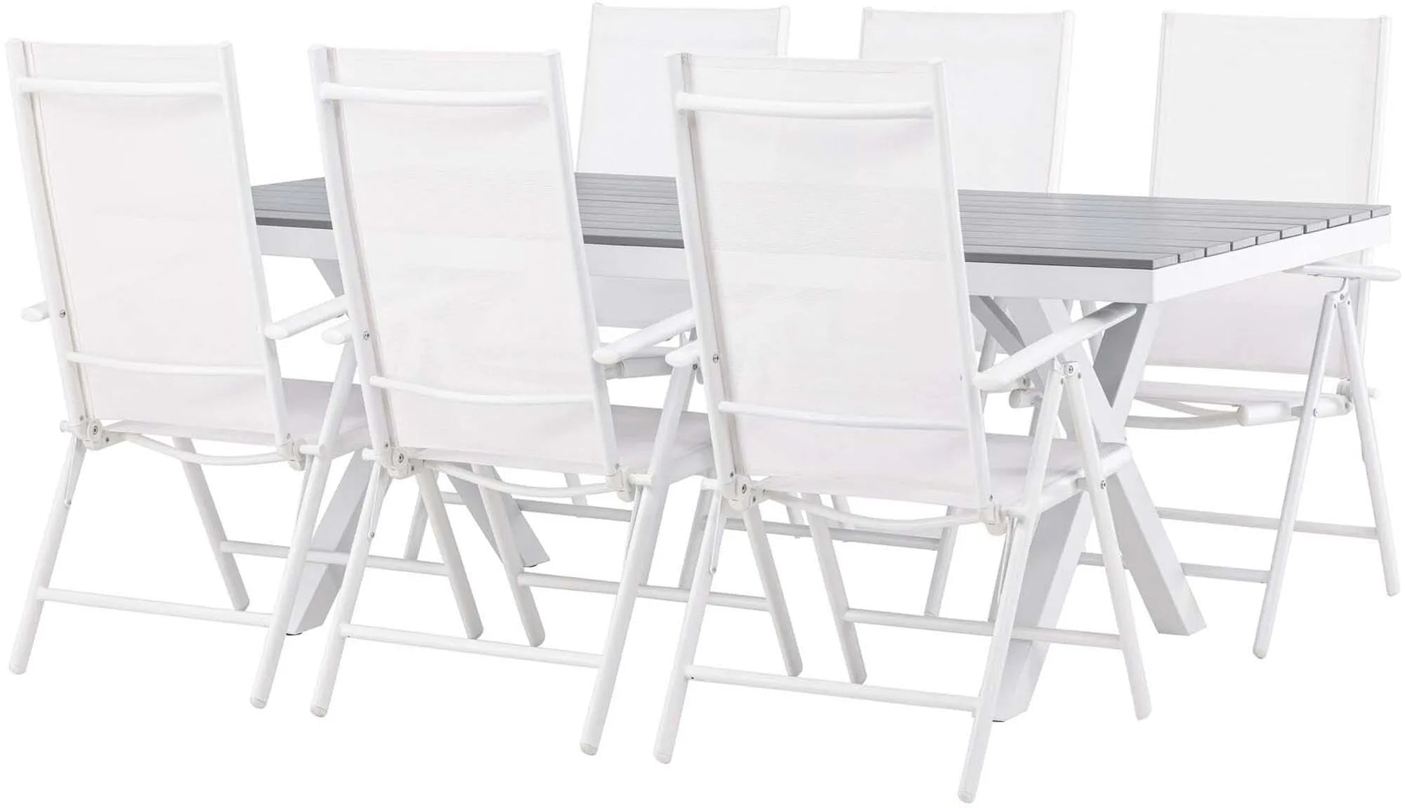 Robustes 200cm Tischset für stilvolle Outdoor-Dinner zu sechst.