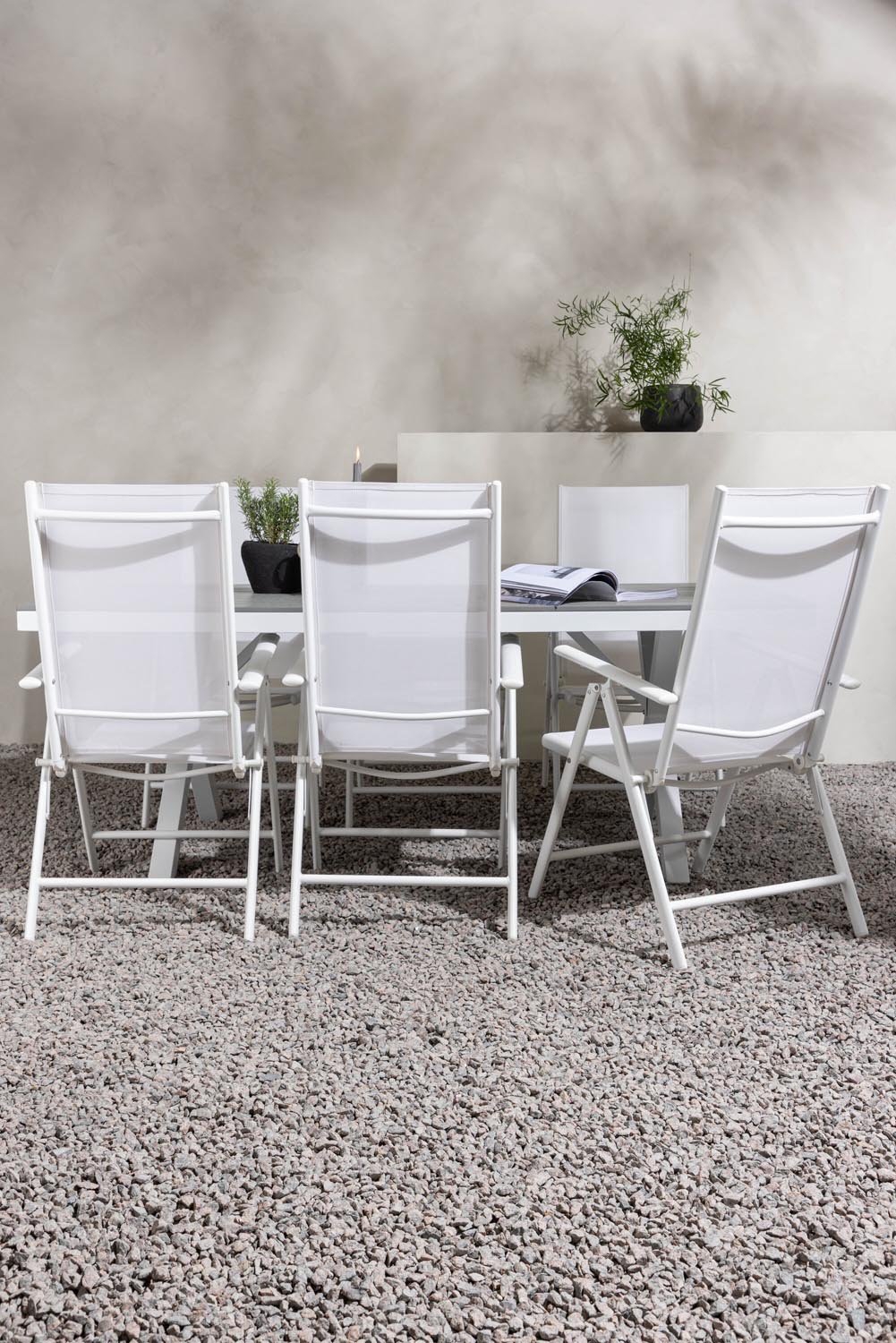 Garcia Outdoor-Tischset + Break 200cm/6St. in Weiss präsentiert im Onlineshop von KAQTU Design AG. Gartentischset ist von Venture Home