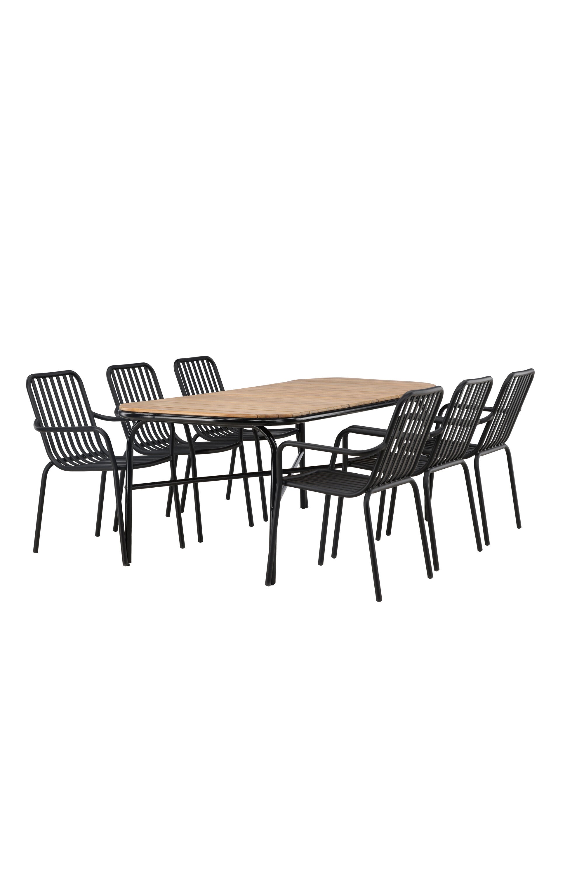 Holmbeck Outdoor-Tischset Peking 200cm/6St. in Schwarz präsentiert im Onlineshop von KAQTU Design AG. Gartentischset ist von Venture Home