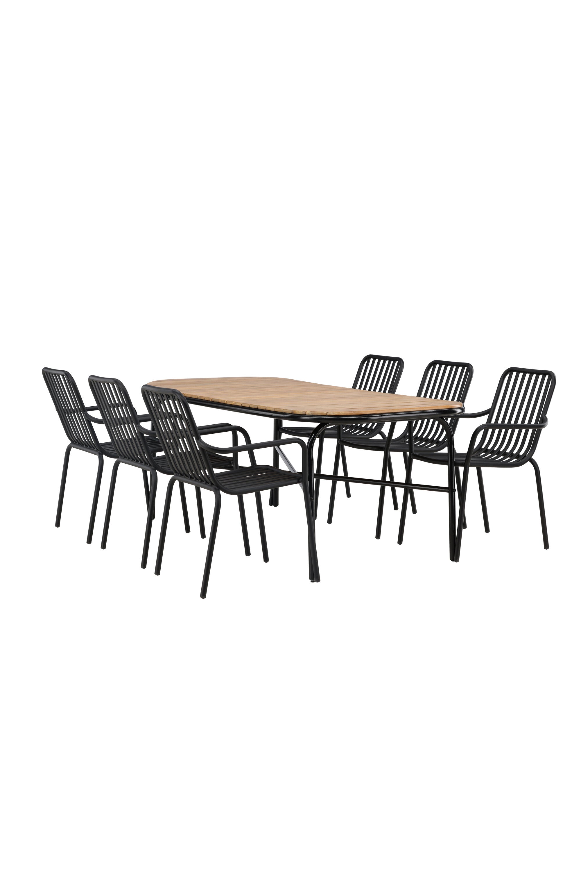 Holmbeck Outdoor-Tischset Peking 200cm/6St. in Schwarz präsentiert im Onlineshop von KAQTU Design AG. Gartentischset ist von Venture Home