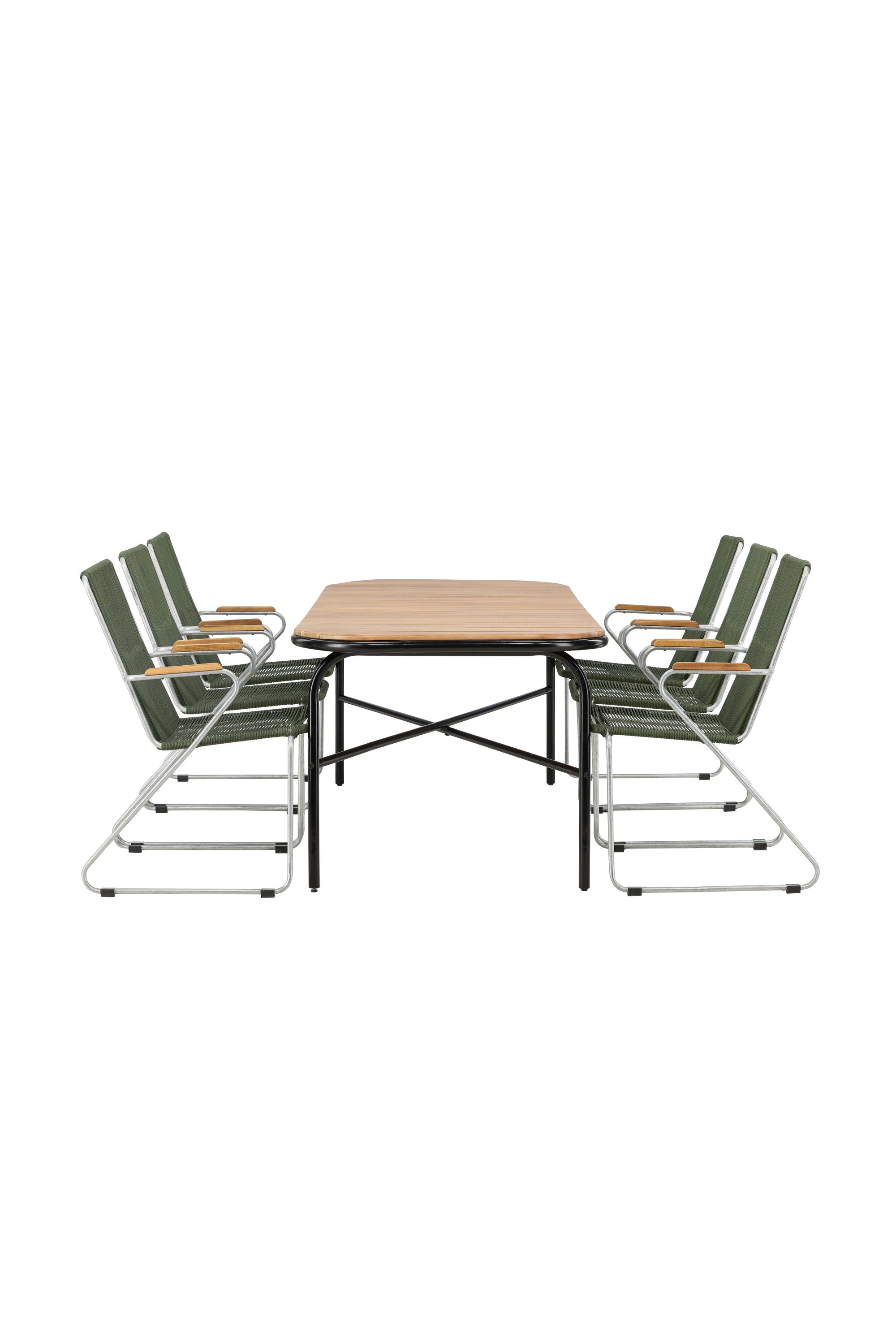 Holmbeck Outdoor-Tischset Bois 200cm/6St. in Grün, Silber präsentiert im Onlineshop von KAQTU Design AG. Gartentischset ist von Venture Home