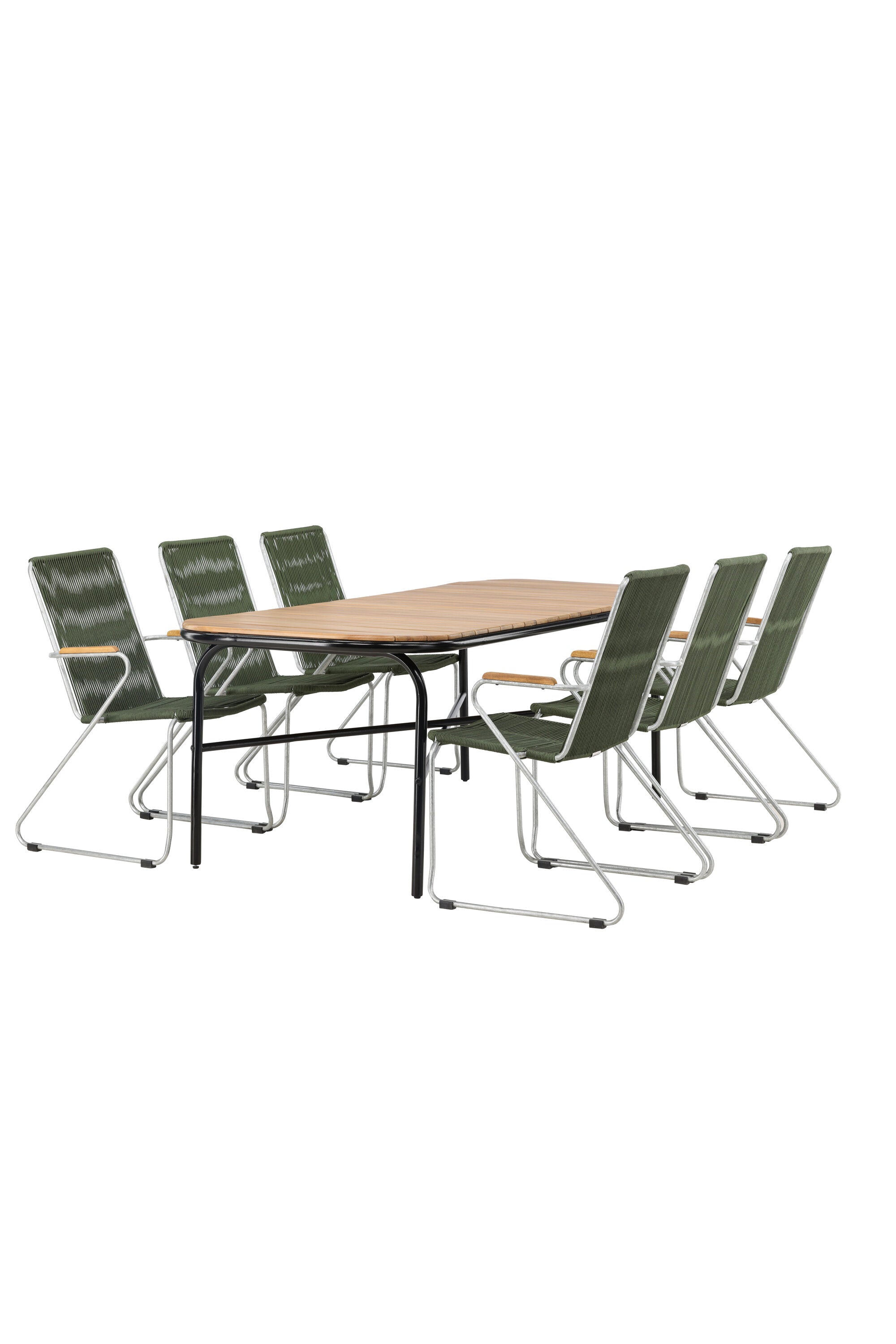 Holmbeck Outdoor-Tischset Bois 200cm/6St. in Grün, Silber präsentiert im Onlineshop von KAQTU Design AG. Gartentischset ist von Venture Home