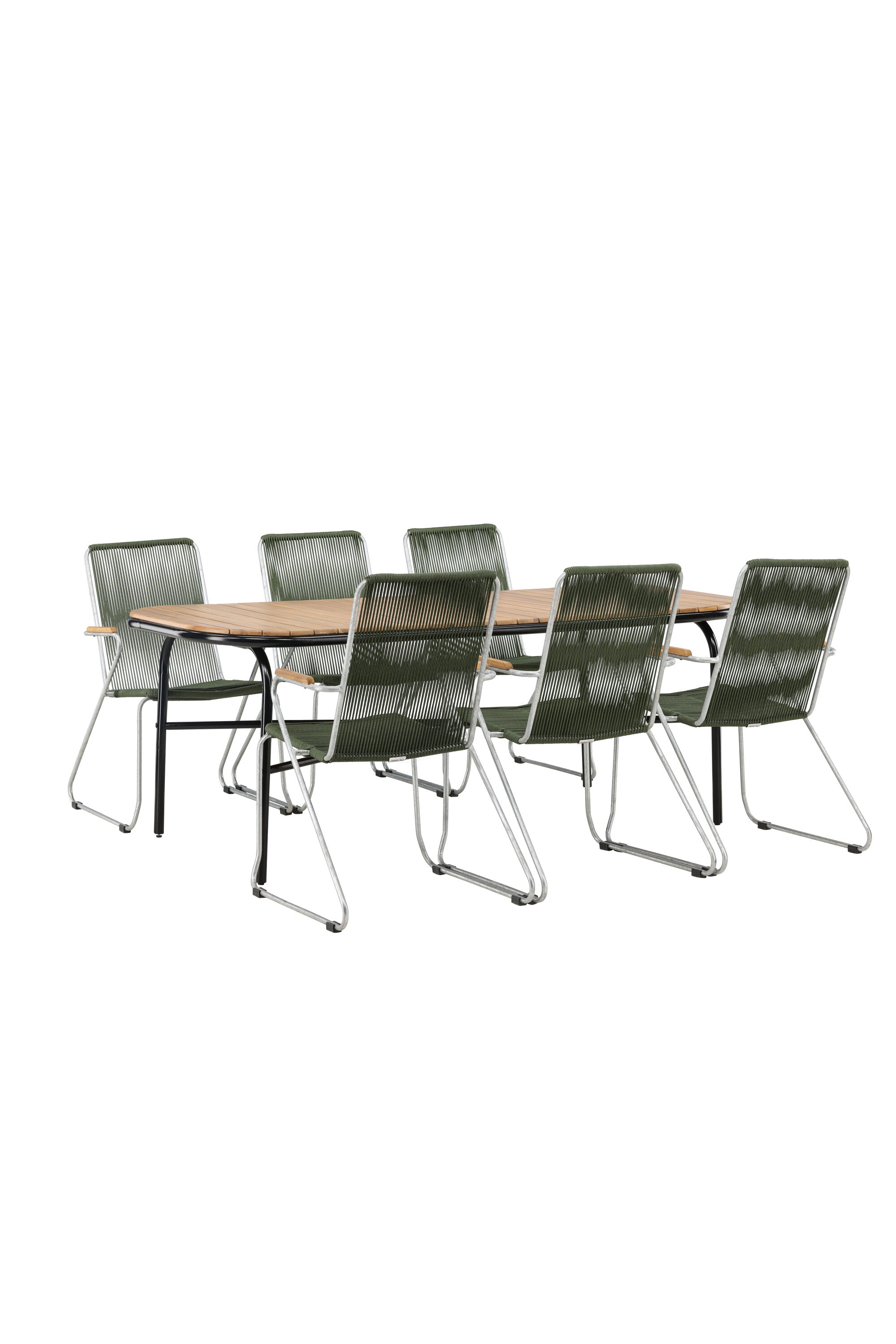 Holmbeck Outdoor-Tischset Bois 200cm/6St. in Grün, Silber präsentiert im Onlineshop von KAQTU Design AG. Gartentischset ist von Venture Home