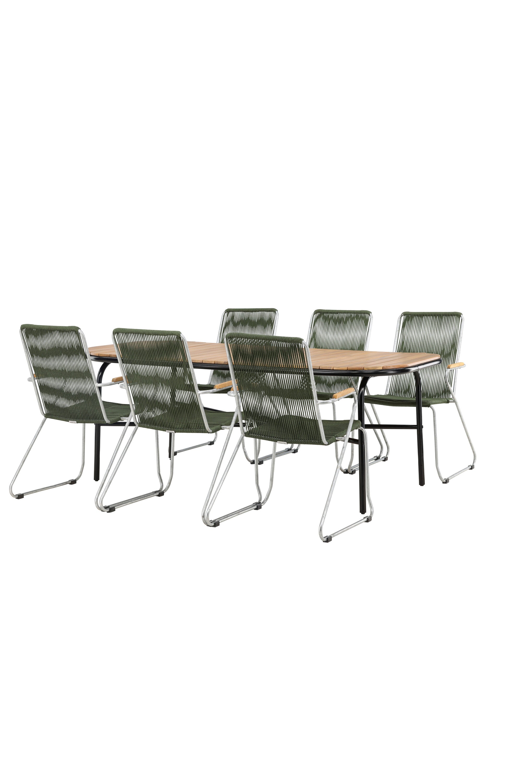 Holmbeck Outdoor-Tischset Bois 200cm/6St. in Grün, Silber präsentiert im Onlineshop von KAQTU Design AG. Gartentischset ist von Venture Home