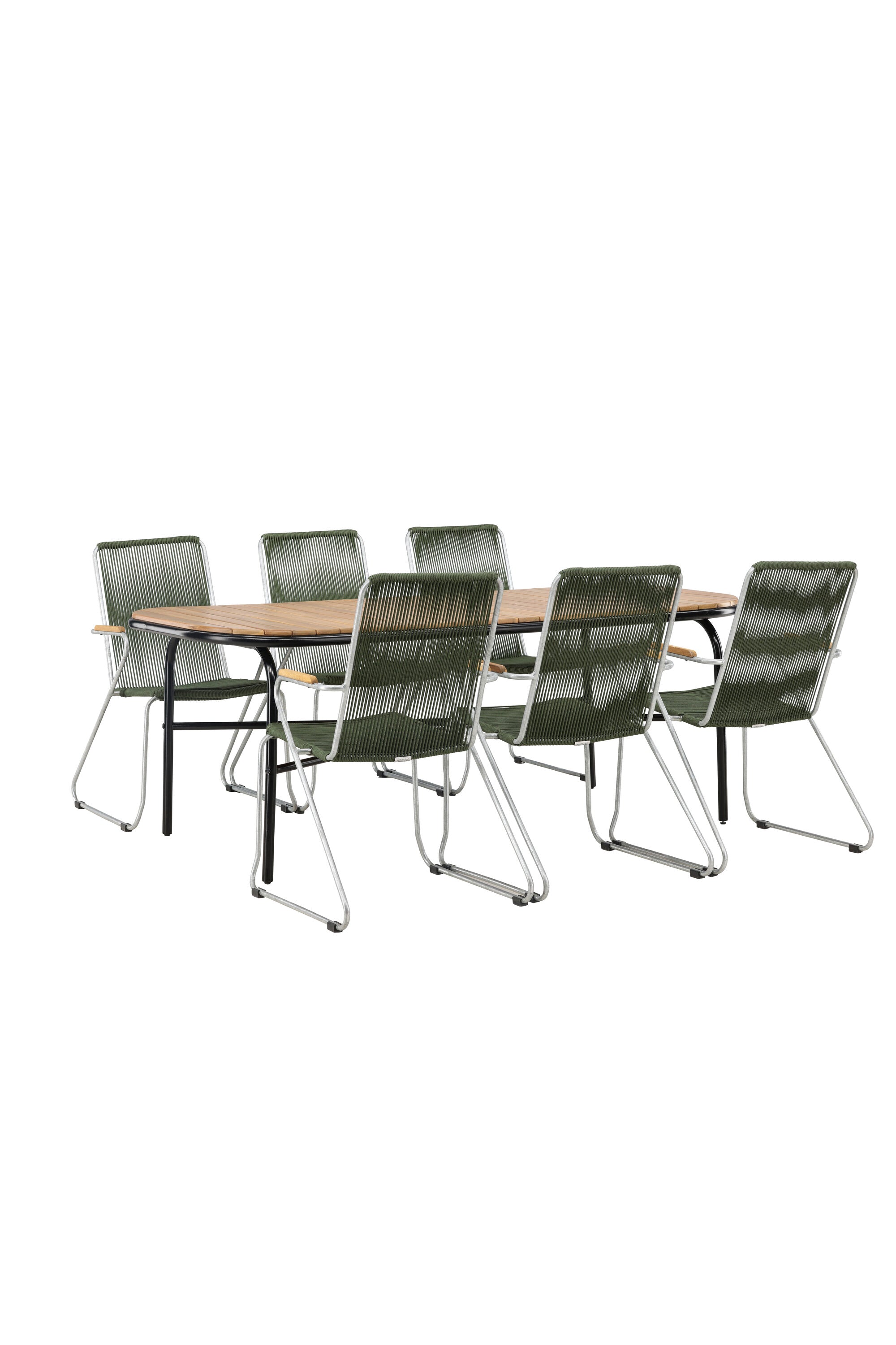 Holmbeck Outdoor-Tischset Bois 200cm/6St. in Grün, Silber präsentiert im Onlineshop von KAQTU Design AG. Gartentischset ist von Venture Home
