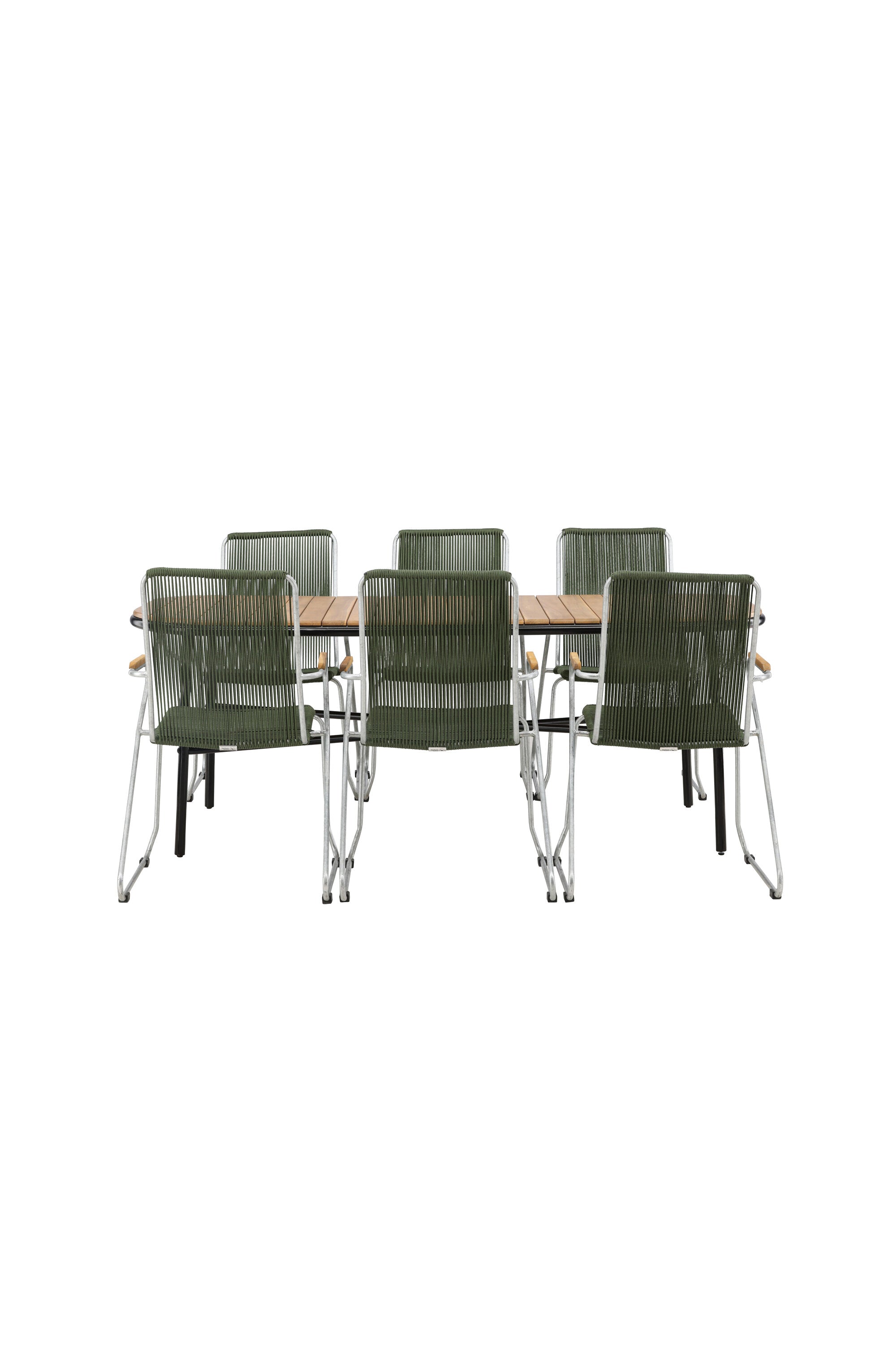 Holmbeck Outdoor-Tischset Bois 200cm/6St. in Grün, Silber präsentiert im Onlineshop von KAQTU Design AG. Gartentischset ist von Venture Home