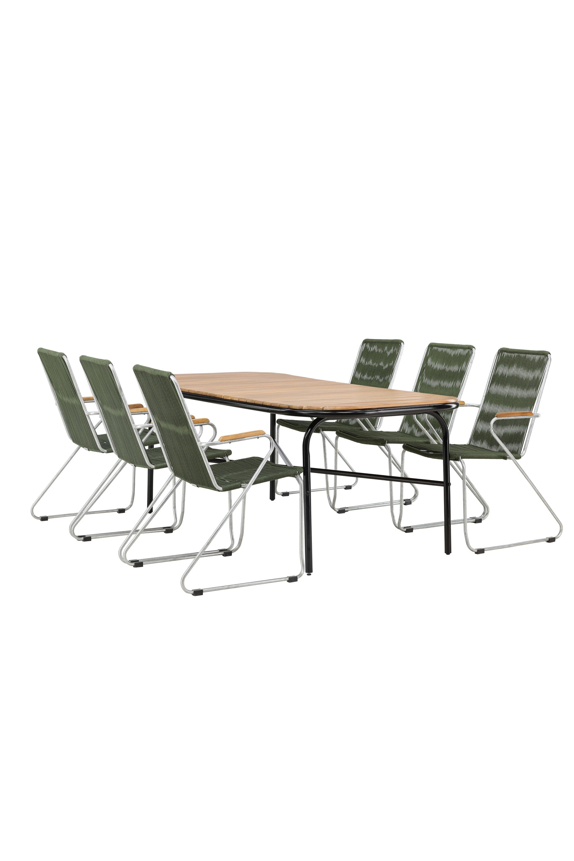Holmbeck Outdoor-Tischset Bois 200cm/6St. in Grün, Silber präsentiert im Onlineshop von KAQTU Design AG. Gartentischset ist von Venture Home